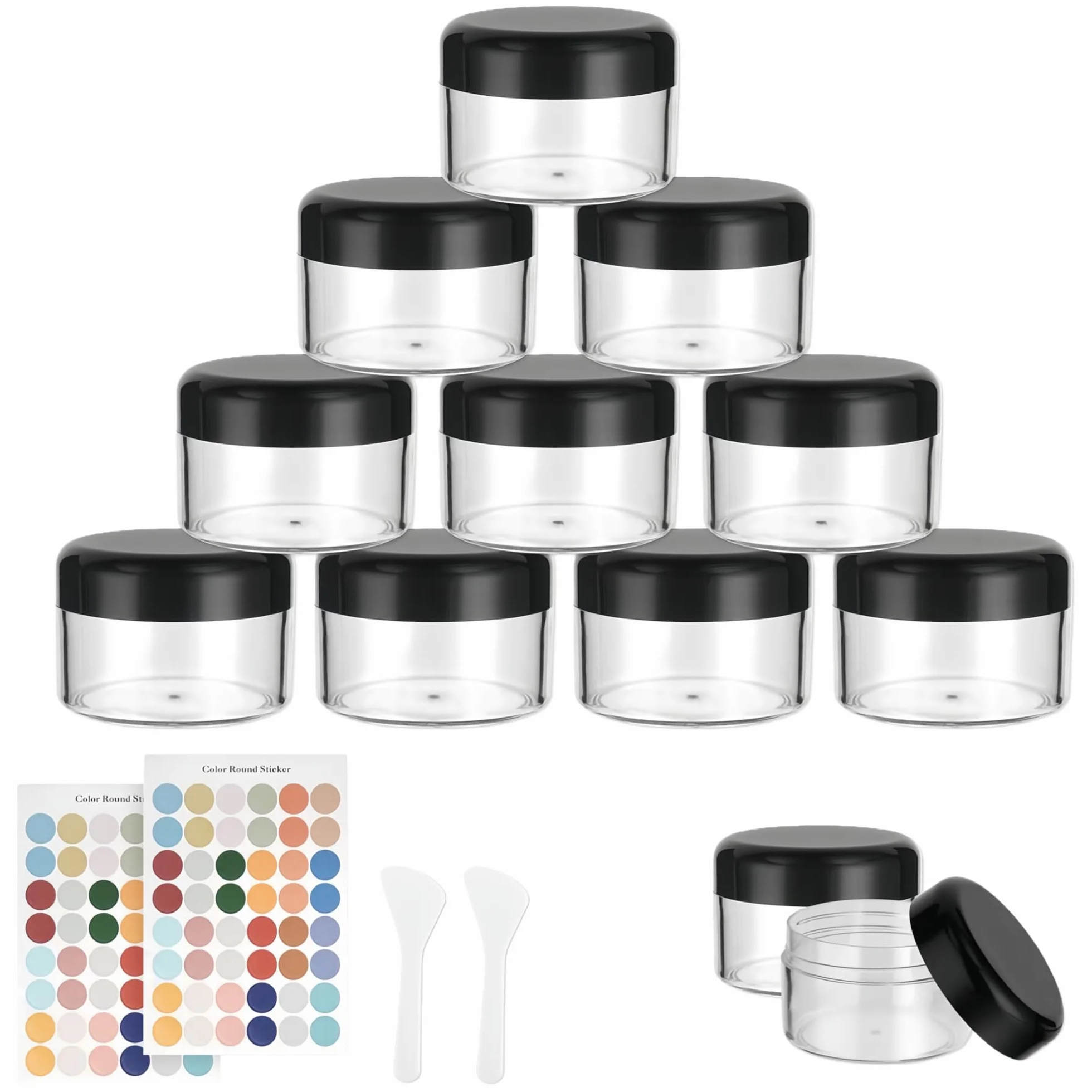 Flintronic 12PCS 50g/50ml Petit Pots Vide Cosmétiques Transparent avec Spatule et Étiquette pour Lotion Crème