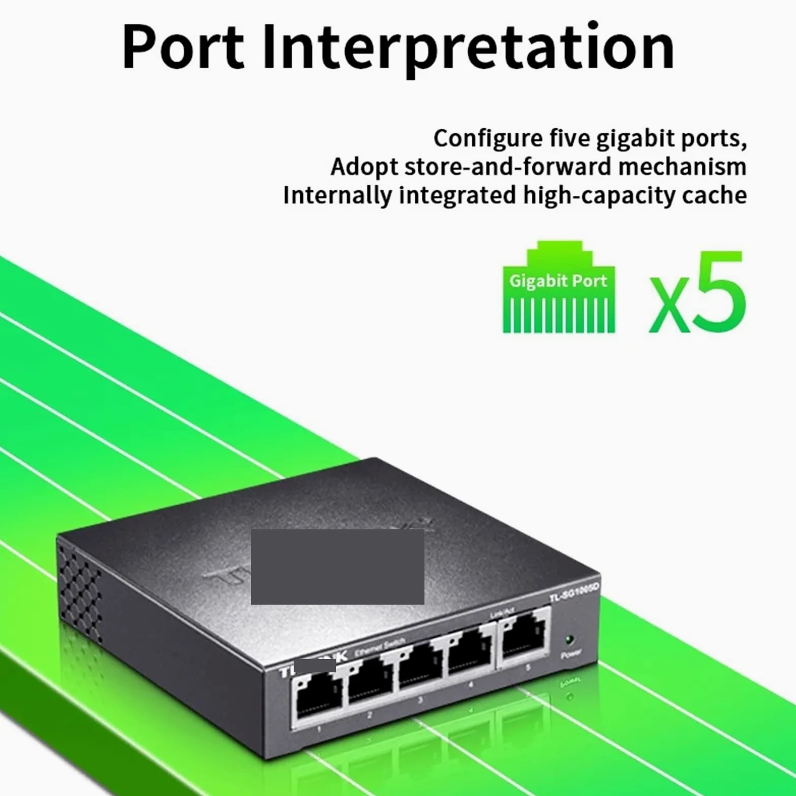 Commutateur réseau Gigabit Ethernet 5 ports 1000BASE-T Plug and Play Hub Répartiteur Internet TL-SG1005D (adaptateur UE)