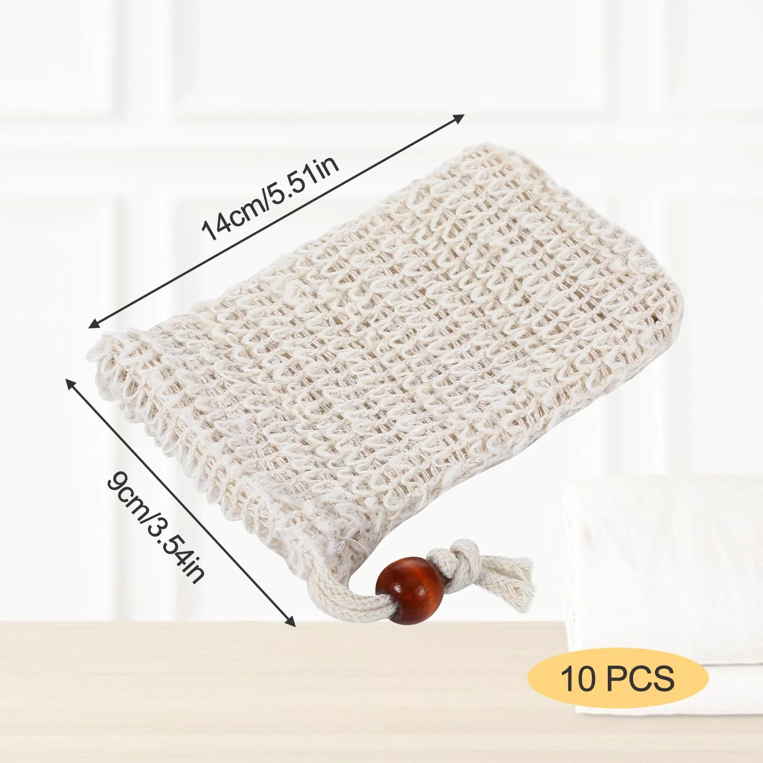 Lot de 10 sachets à savon en sisal 100% coton - Sacs à savon solide naturel