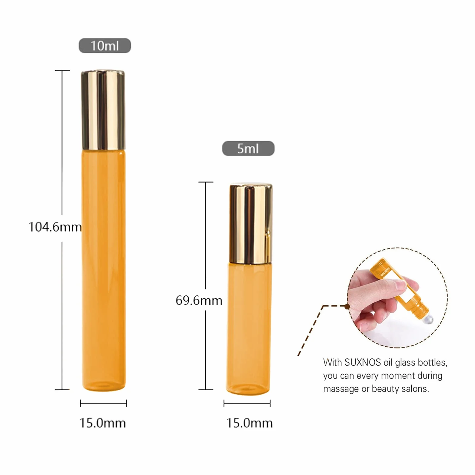 Flacon Roll On en Verre Vide 2 Pcs pour Huile Essentielle Aromathérapie avec Bille en Acier Inoxydable