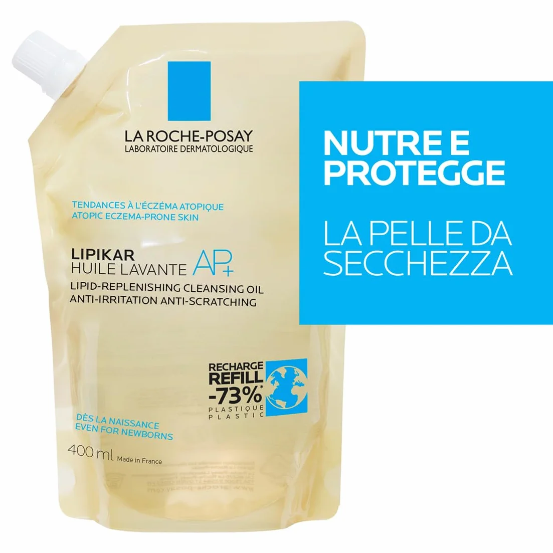 La Roche-Posay Lipikar Huile Lavante AP+ Recharge Huile de Douche Anti-irritation Peaux Sèches Atopique Eczéma Beurre de Karité Niacinamide