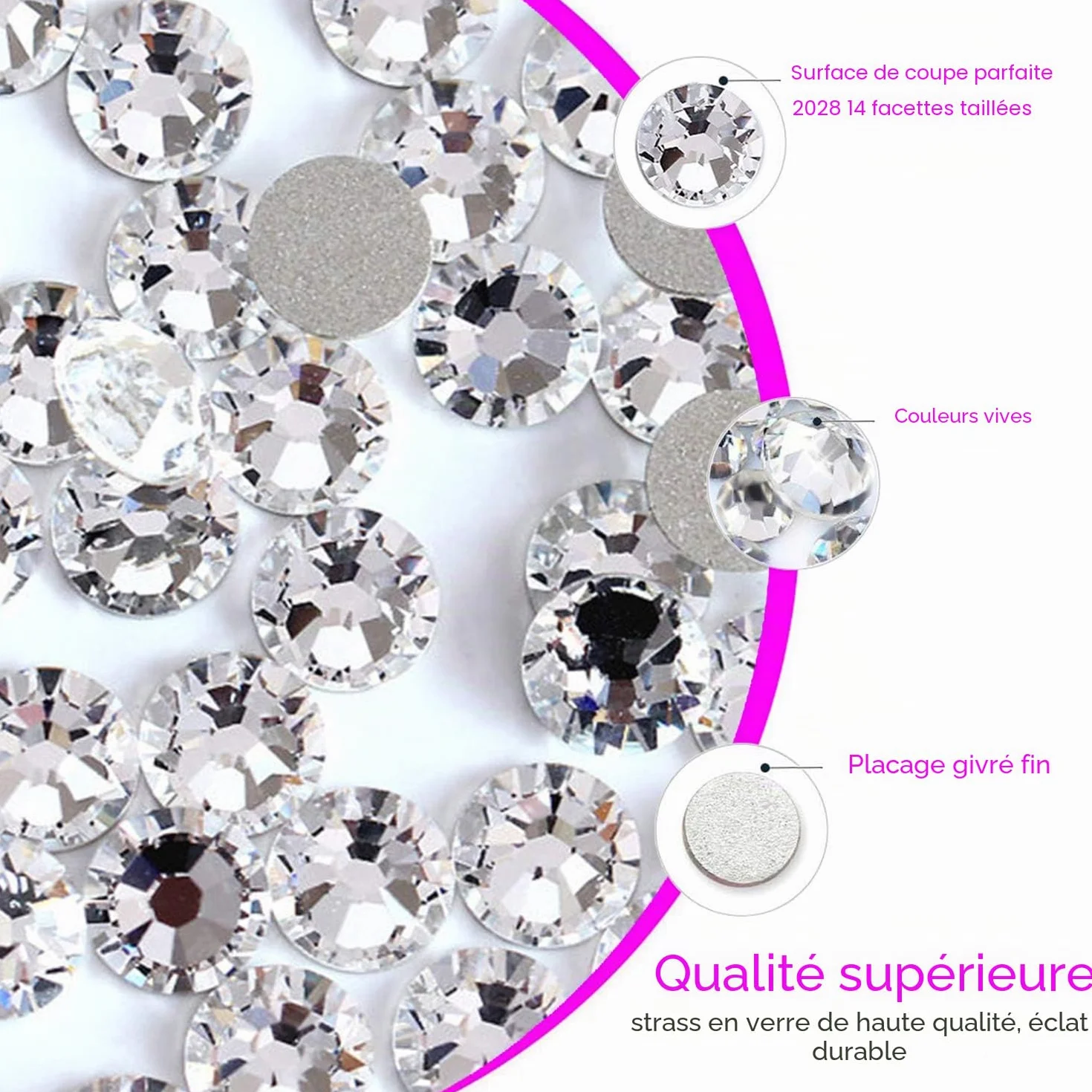 FITDON Strass Nail Art Cristal AB Gemmes Plat Diamant Ongles Décoration Accessoires DIY