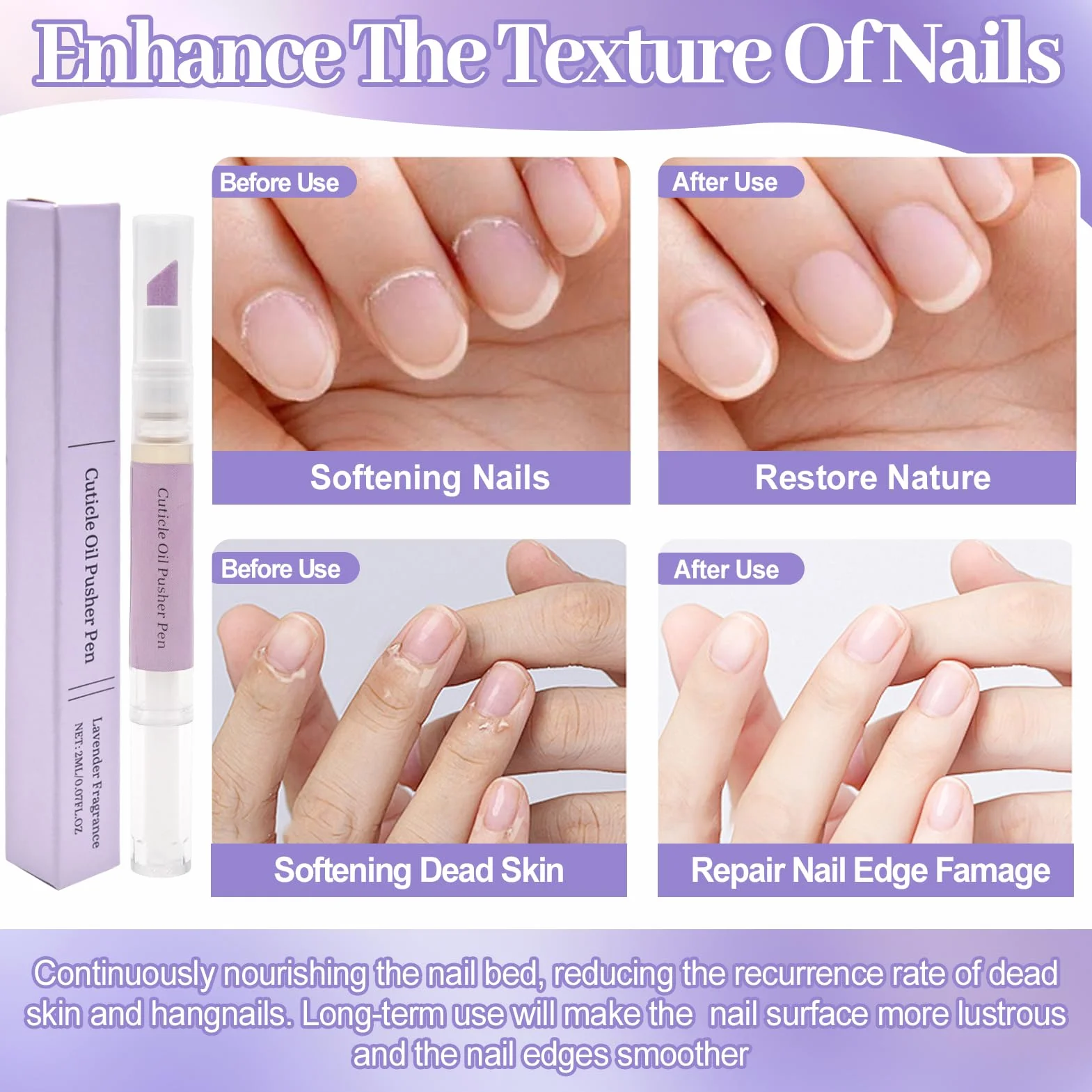 Stylo à huile pour cuticules 2 en 1, soin des ongles, pointe en céramique, repousse cuticules