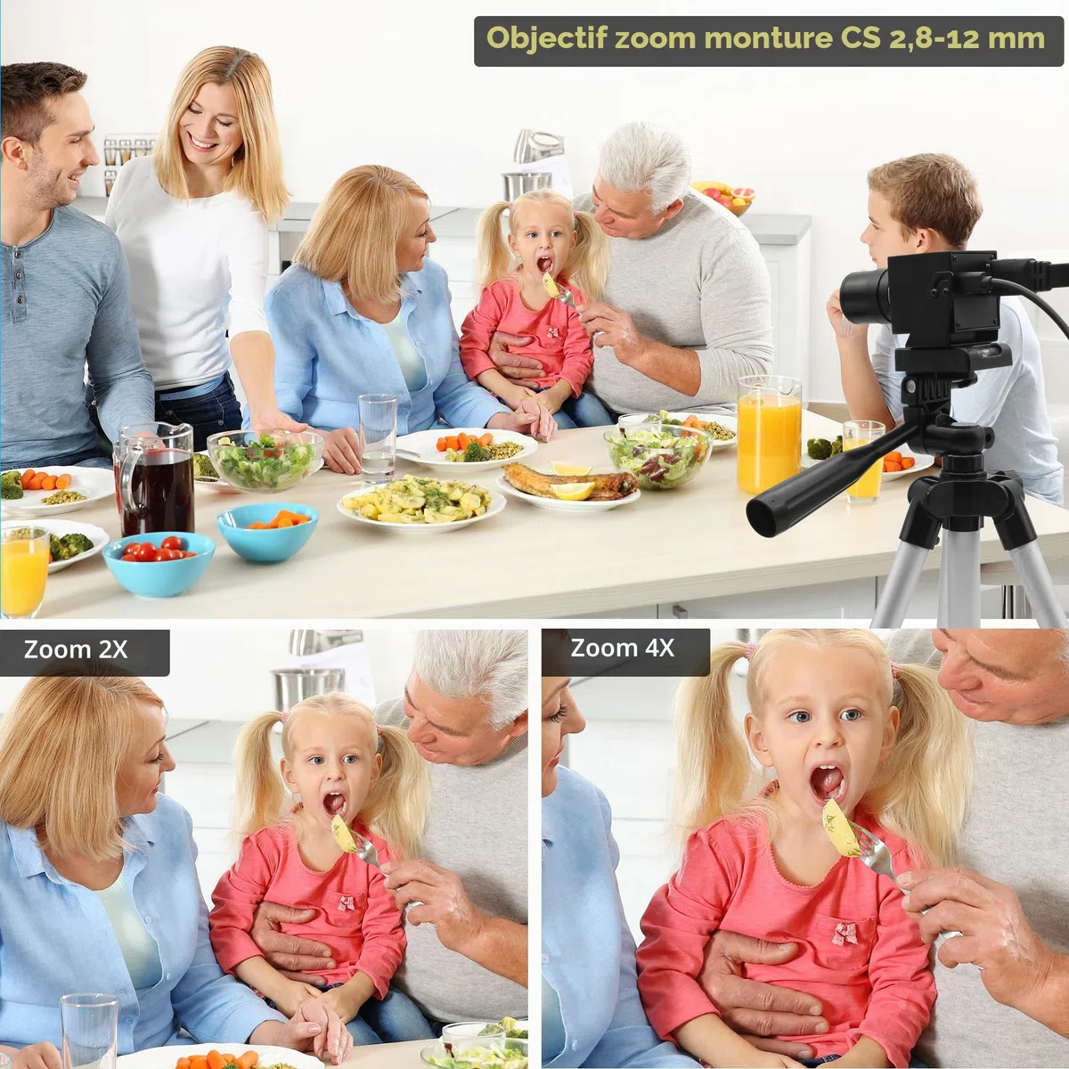 Svpro Caméra zoom USB HDMI 4K 60fps USB3.0 Mise au point manuelle avec objectif zoom optique 2,8-12 mm, caméra industrielle HD 8 MP H.264 60 fps pour ordinateur, moniteur, TV, projecteur