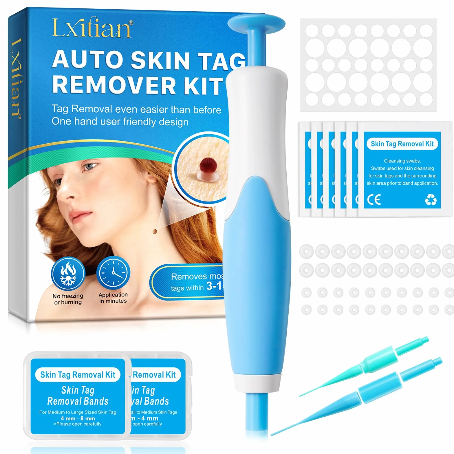 Kit de Traitement Acrochordons, Stylo d'Élimination Automatique 2 Tailles, Efficace et Indolore – Verrues et Grains de Beauté 2-8mm