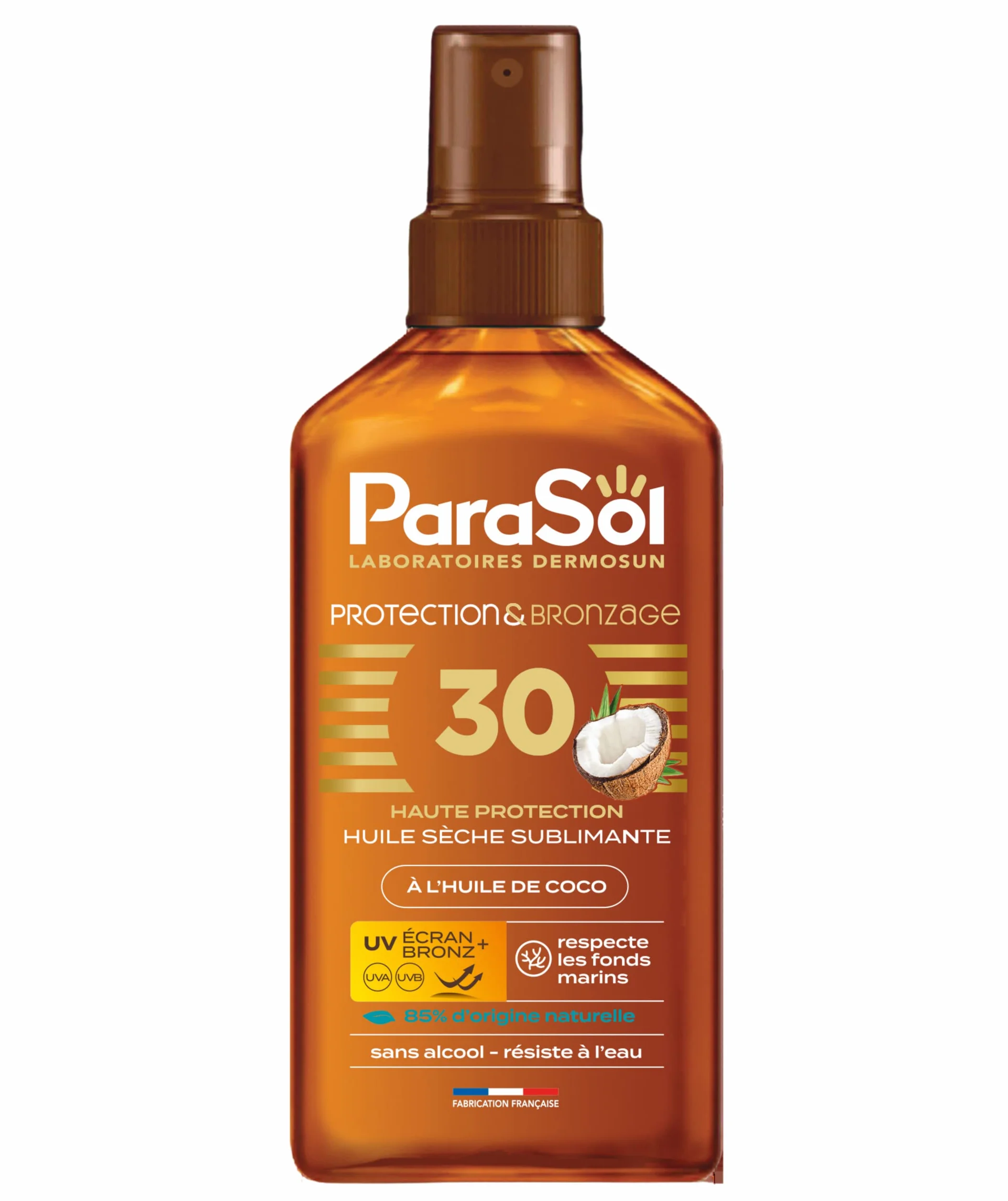 Huile Sèche Protection & Bronzage 30 FPS à l'huile de coco Parasol Spray