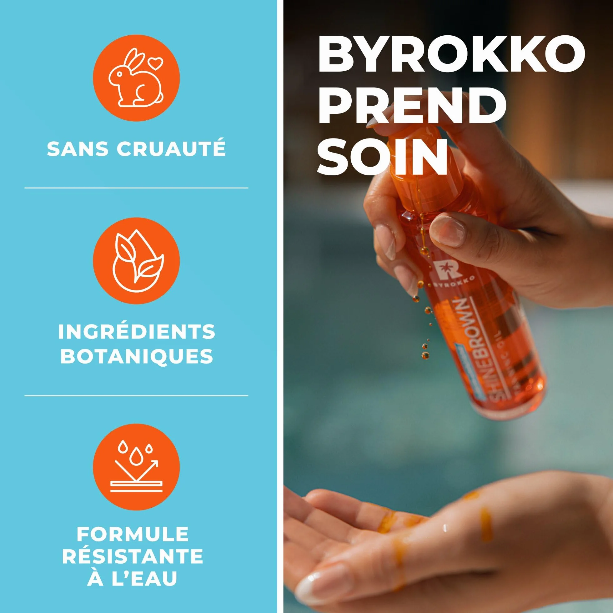 BYROKKO Huile de bronzage bêta-carotène 150 ml accélérateur de bronzage pour banc de soleil et soleil d'extérieur