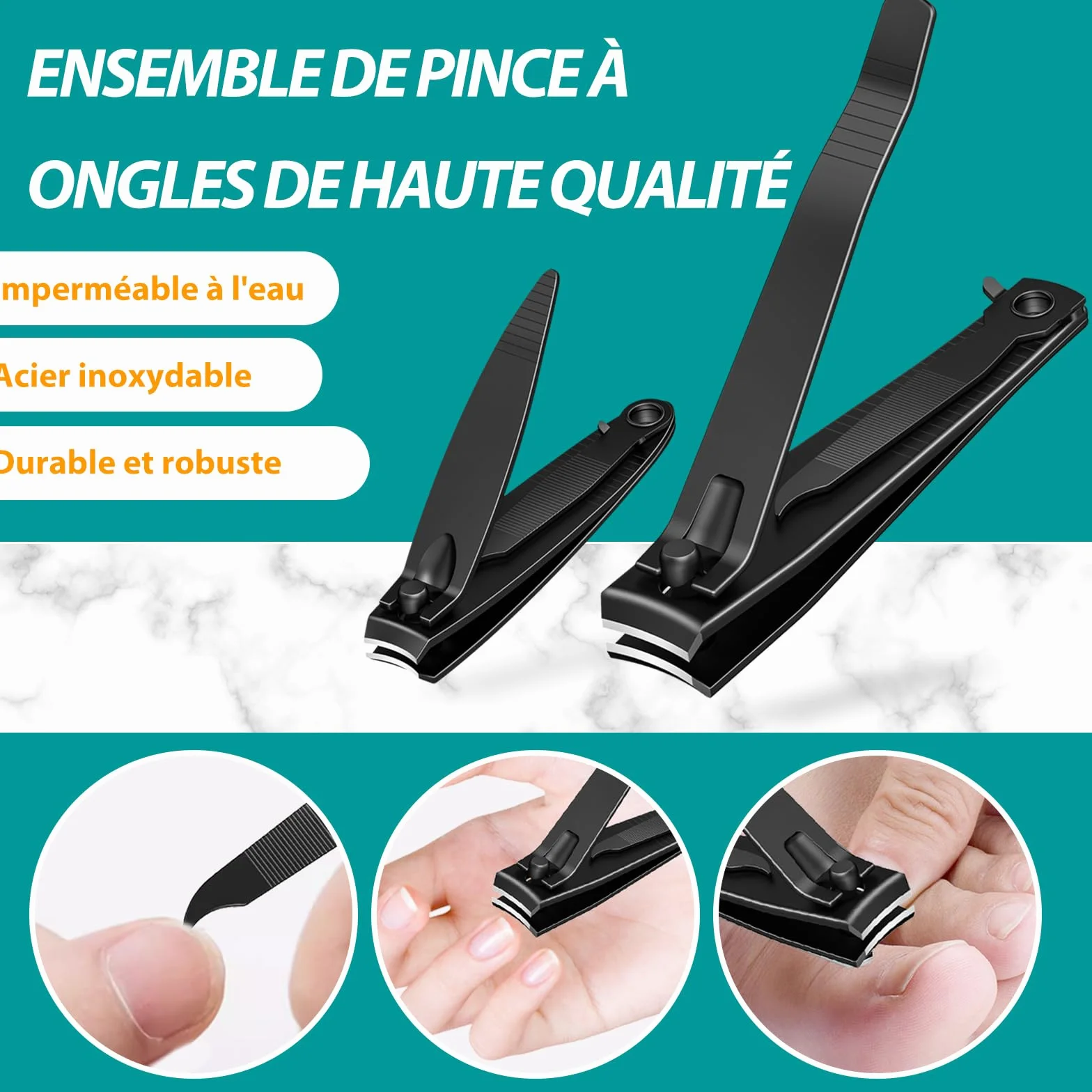 Coupe-Ongles Professionnel en Acier Inoxydable Noir Mat - Pince à Ongles Robuste pour Pieds
