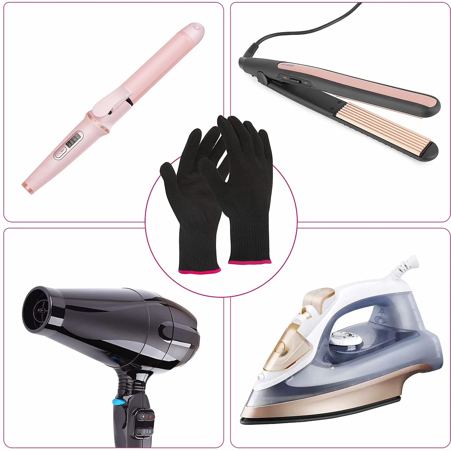 Gants de coiffage professionnels résistants à la chaleur pour fer à friser, lot de 2