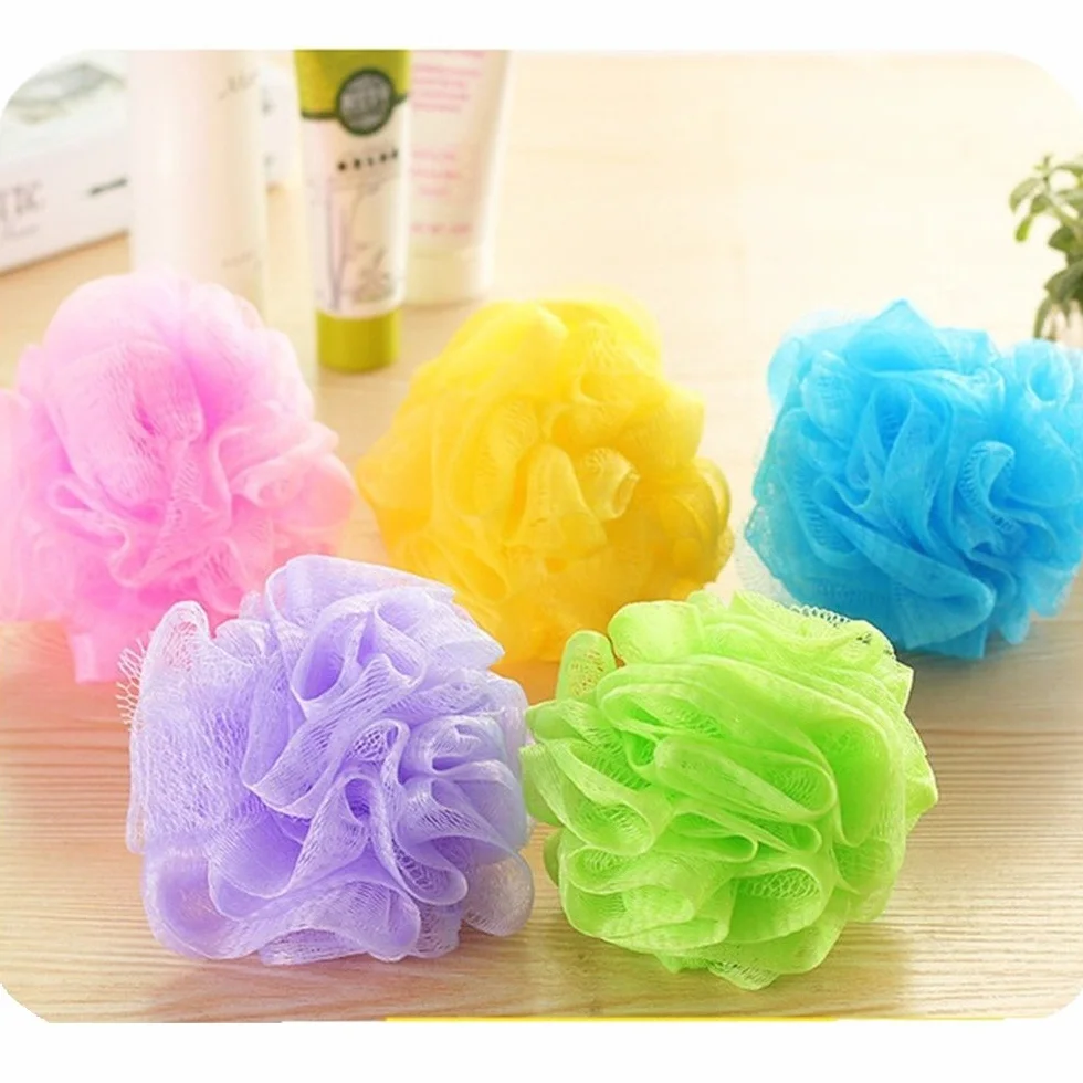 TRIXES Lot de 5 Fleurs de Douche Exfoliantes Couleurs Variées Savonnage Facile Eponge Douche Durable Maille Moussante Lavable