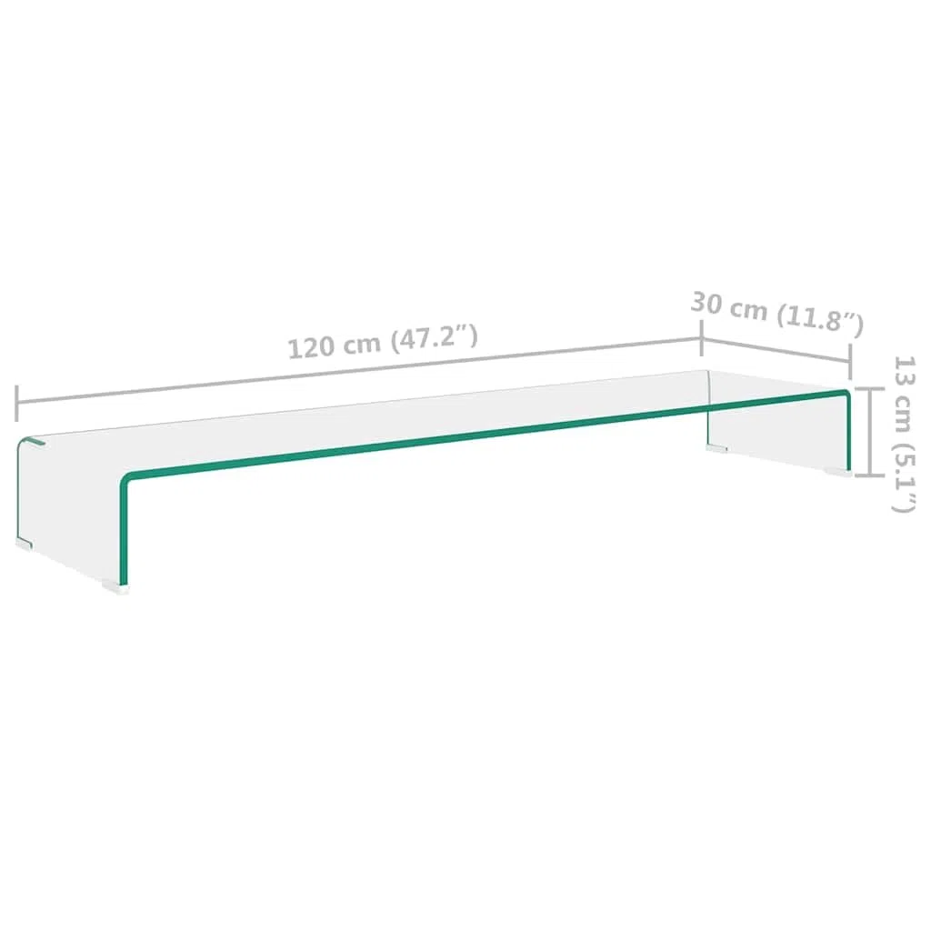 Leasha Rehausseur Écran PC Bureau, Réhausseur d'Écran Support de Moniteur 120x30x13 cm verre transparent