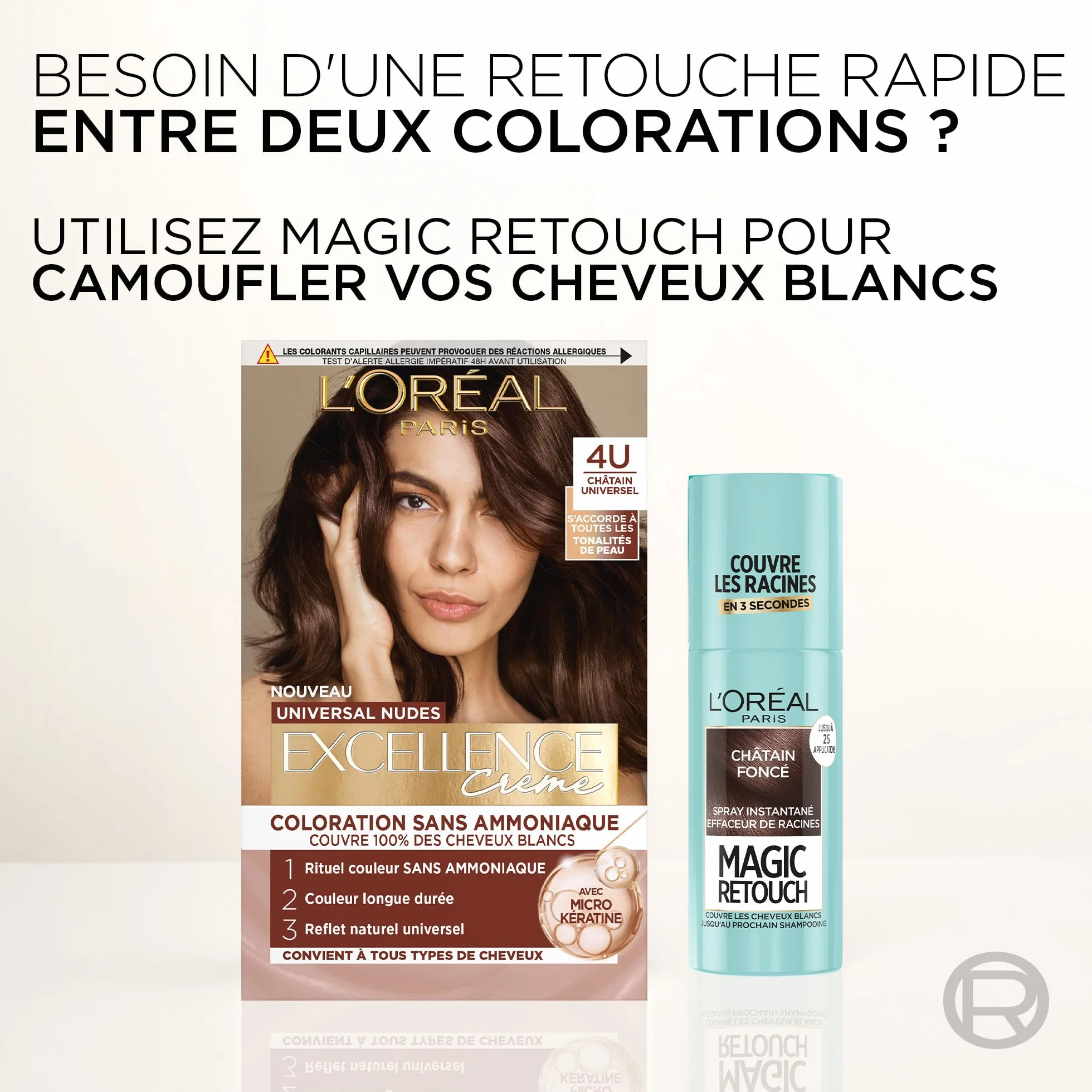 L’ORÉAL PARIS Excellence Crème Universal Nudes Coloration Cheveux Permanente Blond Très Clair Universel (9U) 100% Cheveux Blancs