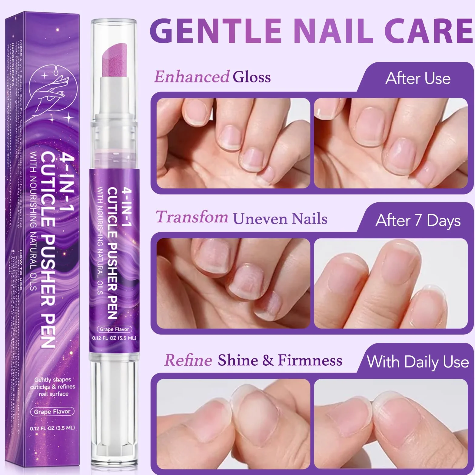 Repousse-cuticules Crayon d'huile Stylo enlever cuticules Gommage doux Arôme raisin