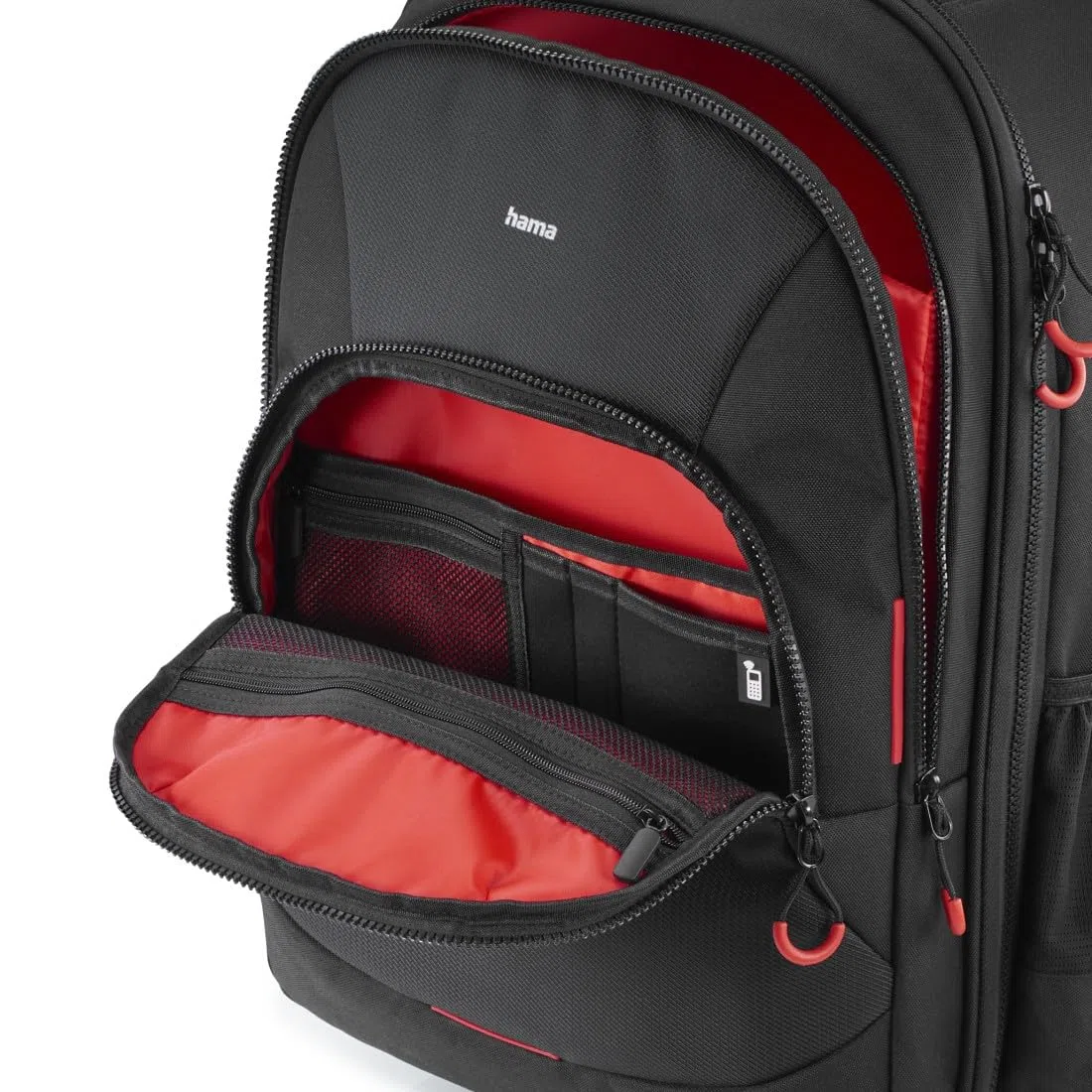 Hama Valise à roulettes pour appareil photo - Idéal comme bagage à main ou pour appareil photo - Rembourré - Housse de pluie - Compartiment amovible pour appareil photo - Compartiment en néoprène -