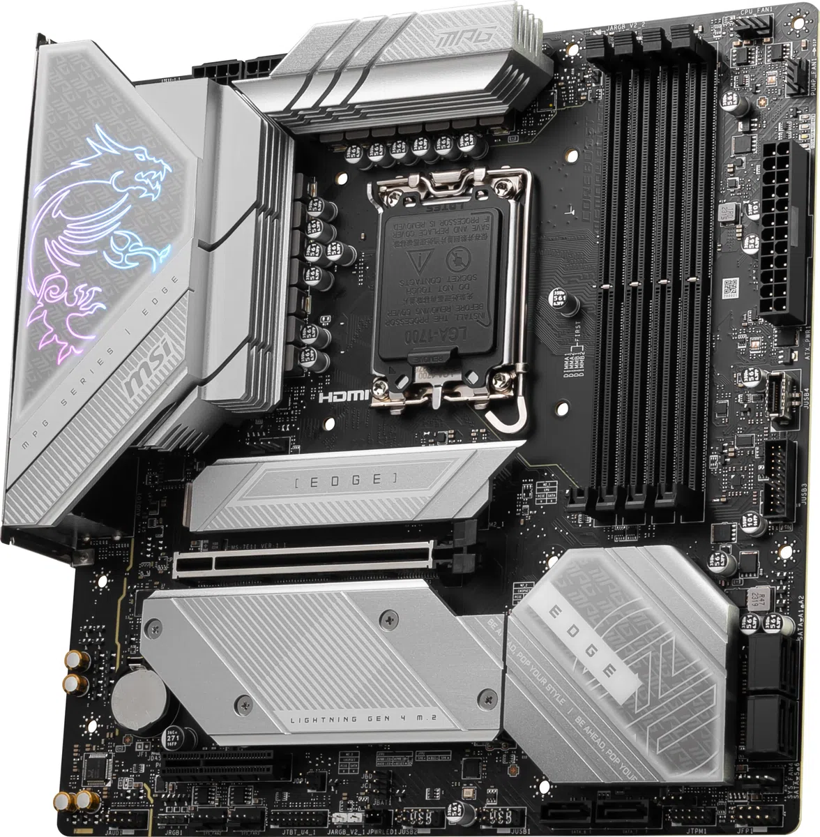 MSI MPG B760M Edge TI Carte mère de jeu WiFi (prend en charge les processeurs Intel 14e/13e/12e génération, LGA 1700, DDR5, PCIe 5.0, emplacements M.2, LAN 2,5 Gbit/s, USB 3.2 Gen2, HDMI/DP, Wi-Fi 6E,
