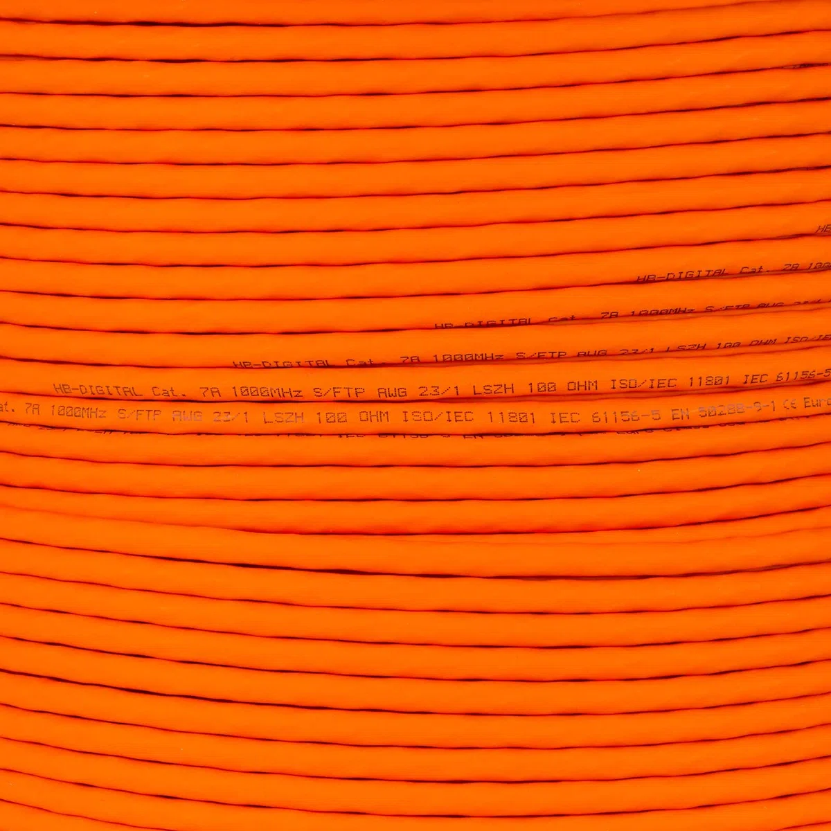 HB-DIGITAL 100m CAT.7a Câble réseau Orange Câble de pose Ethernet LAN AWG23 Cuivre pur S/FTP PiMF LSZH Sans halogène RoHS-Compliant Câble de données PoE 10Gbit/s max. 1200MHz + dénudeur de fils
