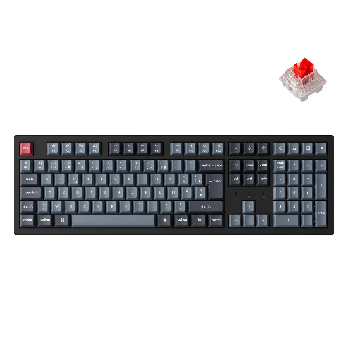 Keychron K10 Pro Clavier Mécanique 100% AZERTY, Bluetooth 5.1 et Câble USB-C, Compatible QMK/Via, Rétroéclairage RGB, Batterie de 4000 mAh, Clavier Gamer sans Fil pour Mac et Windows, Switches Rouges