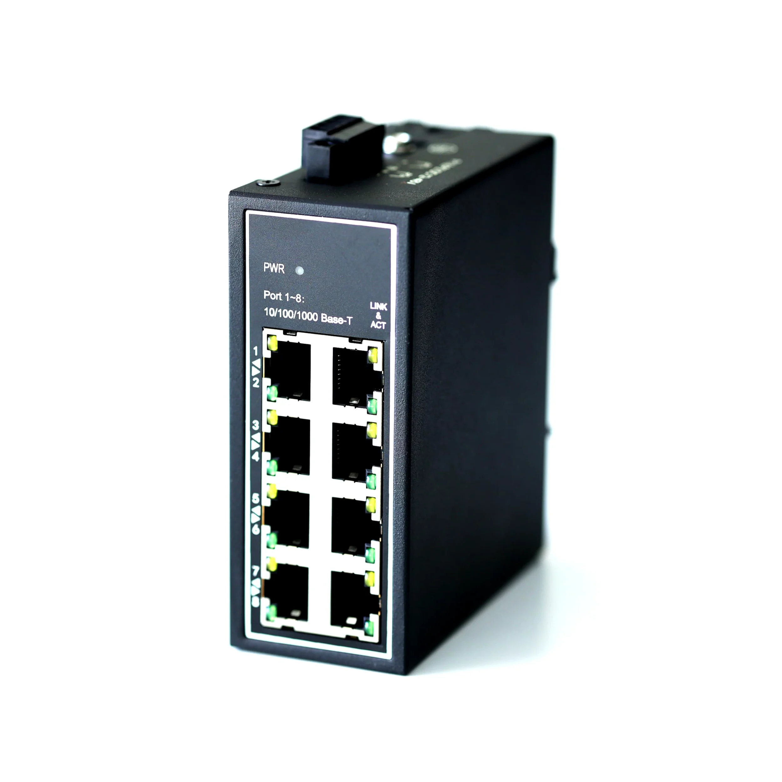 WDH-8GT-DC Commutateurs Ethernet industriels Gigabit 8 Ports Non gérés 10/100/1000 Mbps avec Rail DIN / Montage Mural (Authentification UL, sans Ventilateur, -30°C ~ 75°C)