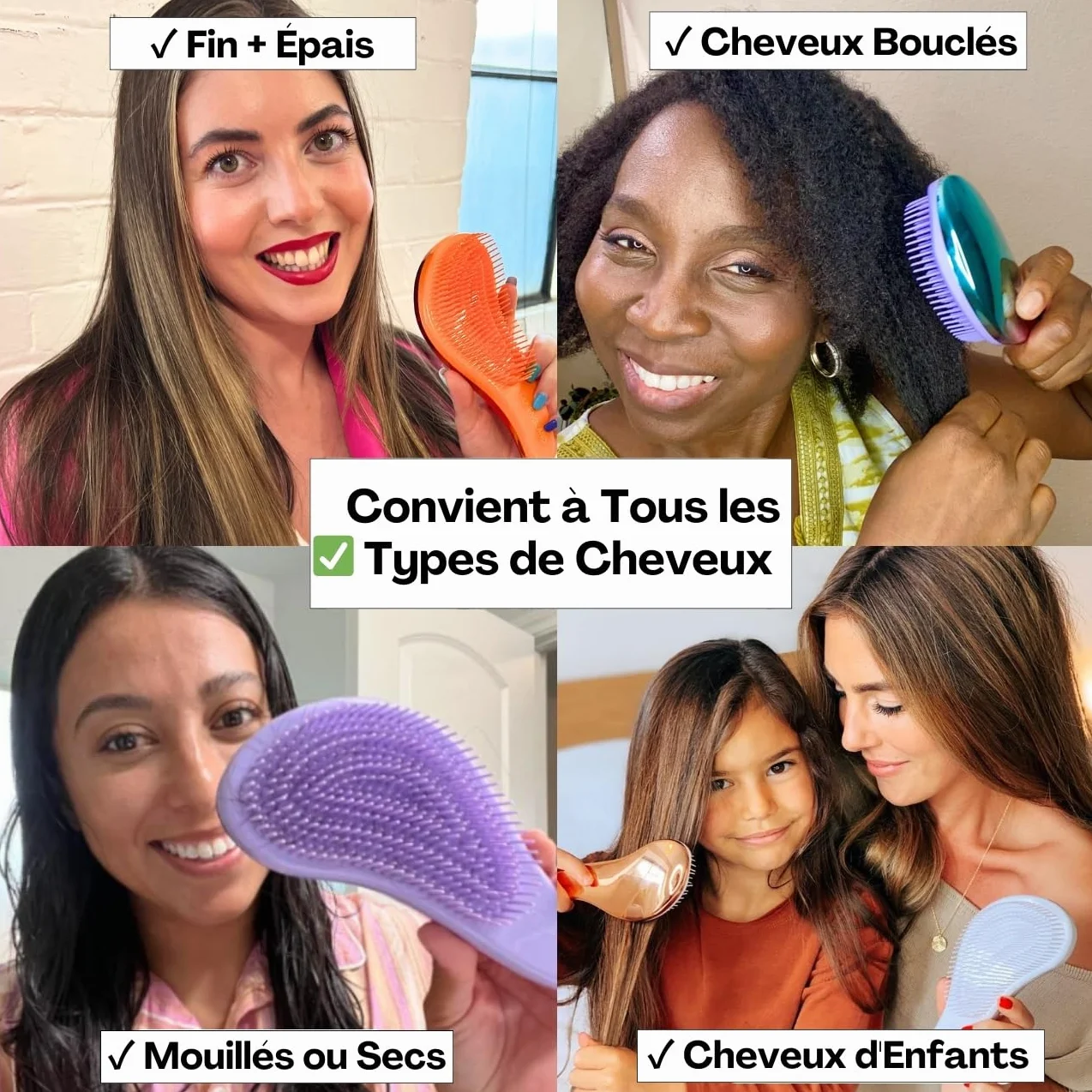 Lily England Brosse à Cheveux Démêlante pour Cheveux Fins, Épais, Bouclés, Secs ou Humides - Rose/Orange
