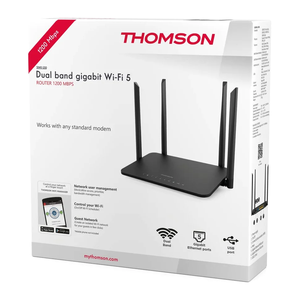 ROUTEUR DUAL BAND 1200 GIGABIT WI-FI 5 1200 Mbps THWR 1200