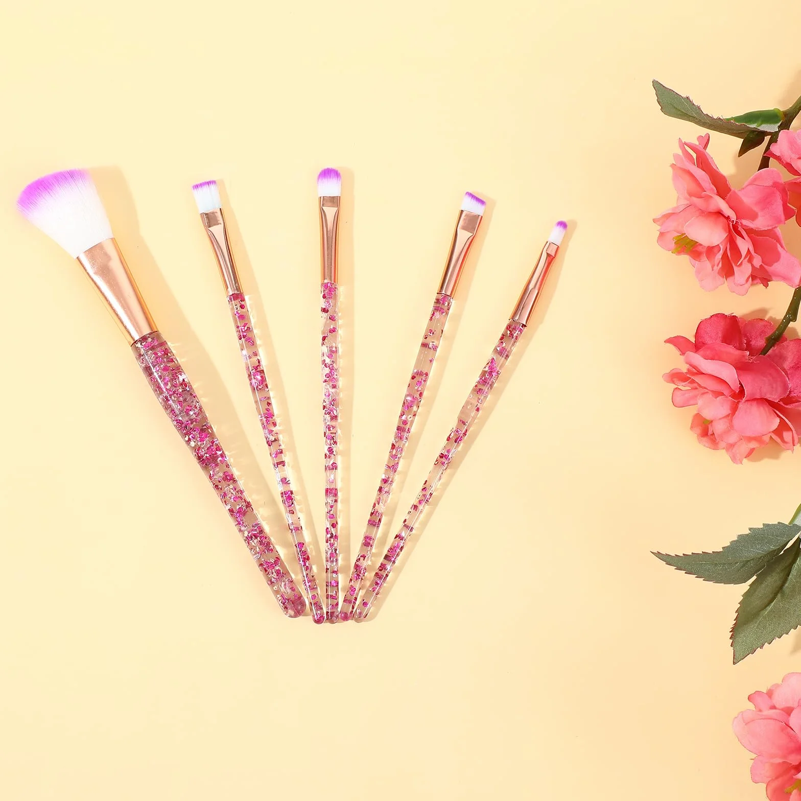 Lot de 20 pinceaux de maquillage en cristal pailleté pour correcteur, fard à paupières, eyeliner et fond de teint