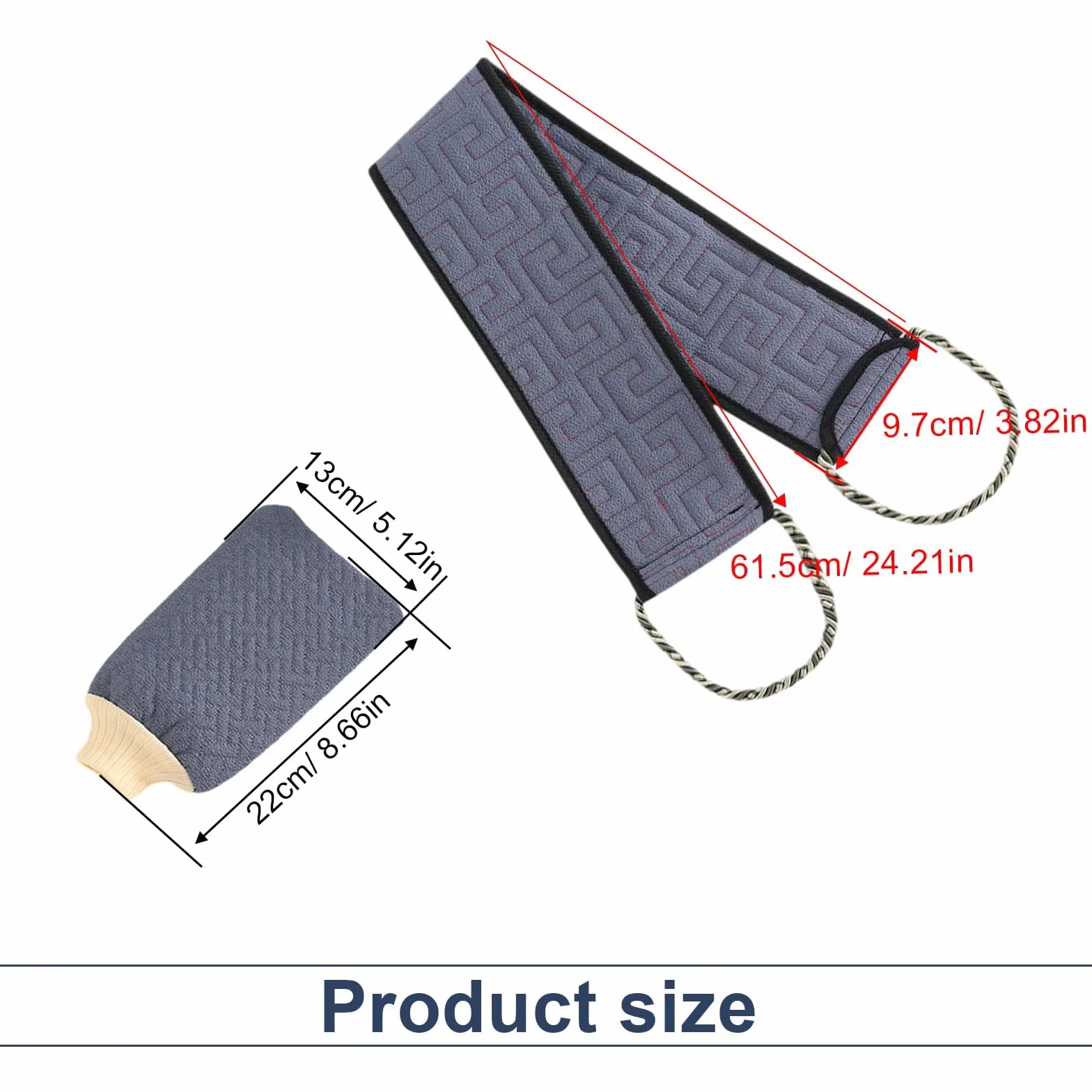 Sangle Lave Dos avec Poignée Gommage du Dos pour Douche Serviette de Bain Fleur de Bain