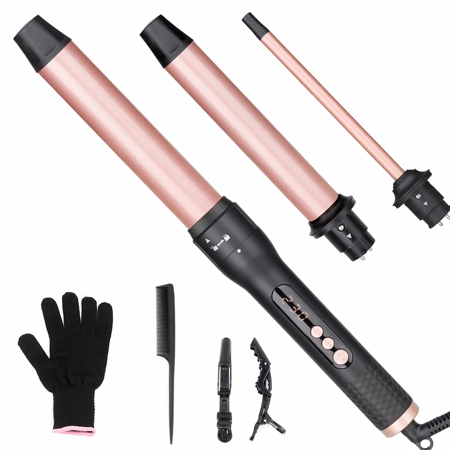 Fer à Friser Céramique 3 en 1 avec Écran LCD 9-32mm Boucleur à Cheveux Multifonction