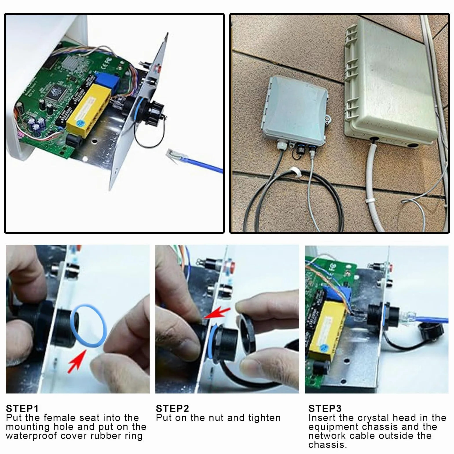 Lot de 6 connecteurs RJ45 CAT6 étanches blindés Cat5/5e/6 femelle vers femelle 8P8C Ethernet LAN adaptateur double tête avec bouchon étanche/anti-poussière