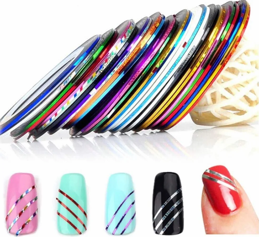 Sticker Nail Art 90Pcs Striping Tape Autocollant 30 Couleurs