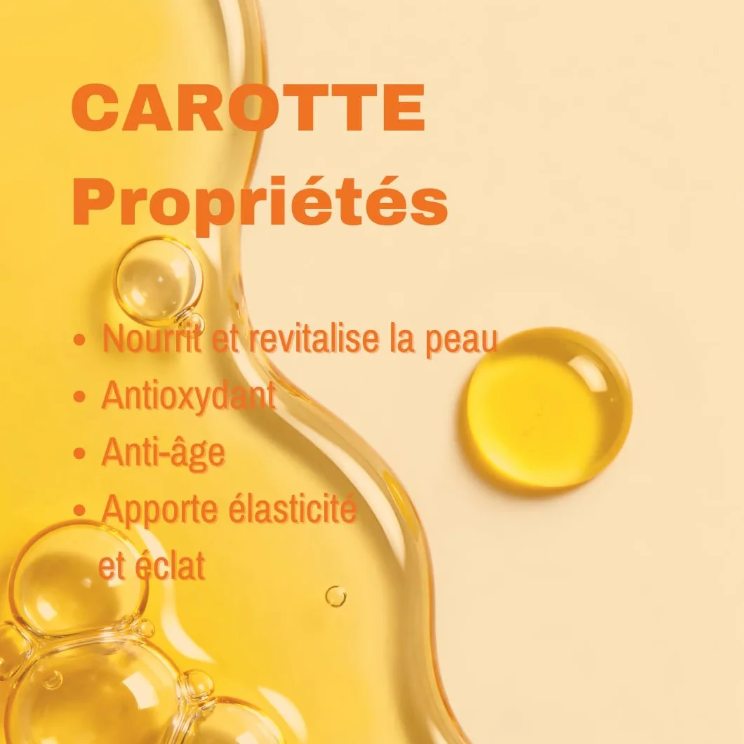 Huile de Carotte 100 ml 100% Pure Naturelle Bronzant Solaire Naturel Flacon Verre