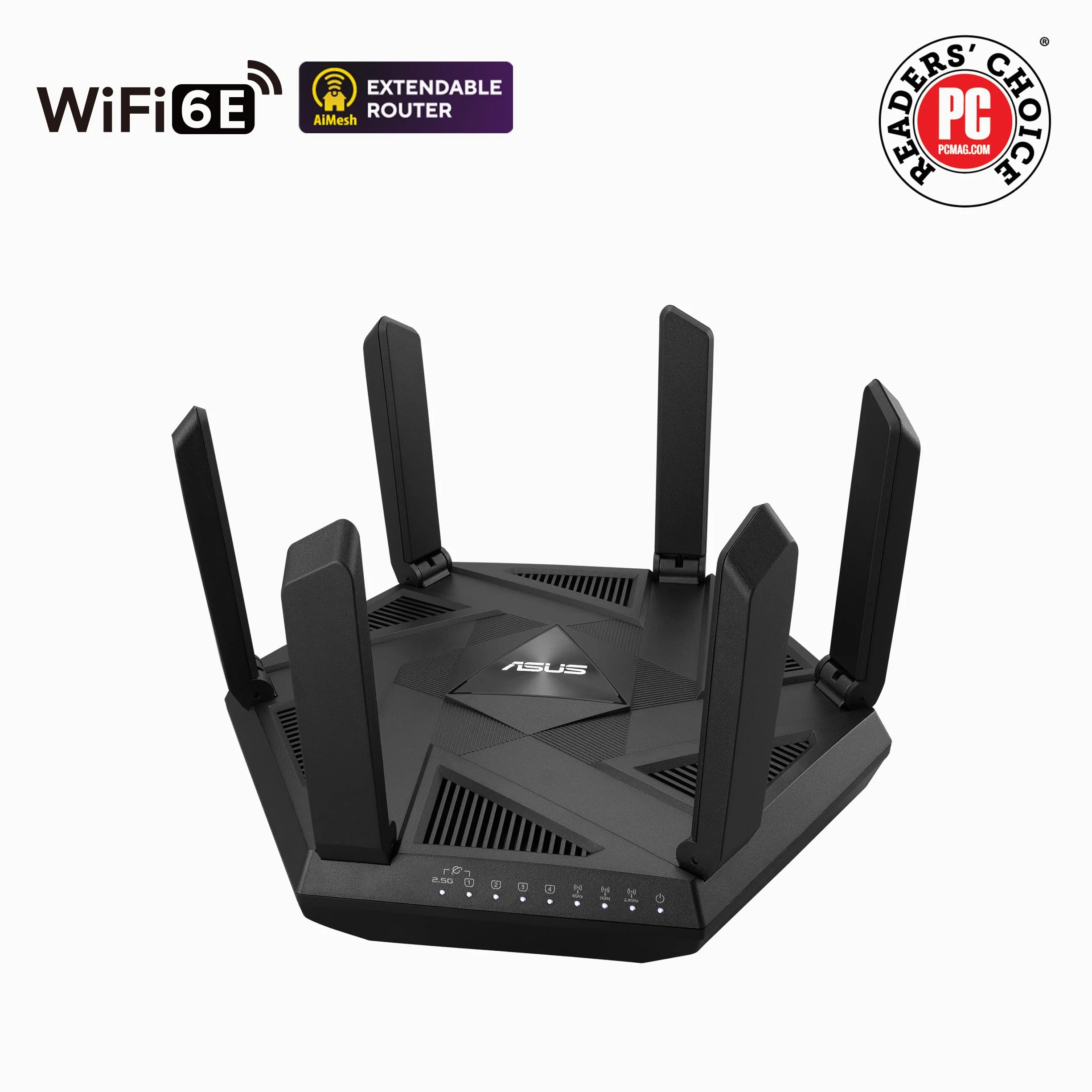 ASUS RT-AXE7800 - Routeur Wi-FI 6E Triple Bande AXE 7800Mbps - 6 GHz, Port WAN 2,5G, Double WAN, Support AiMesh, VPN Fusion, contrôle Parental avancé, AiProtection Pro et Instant Guard.