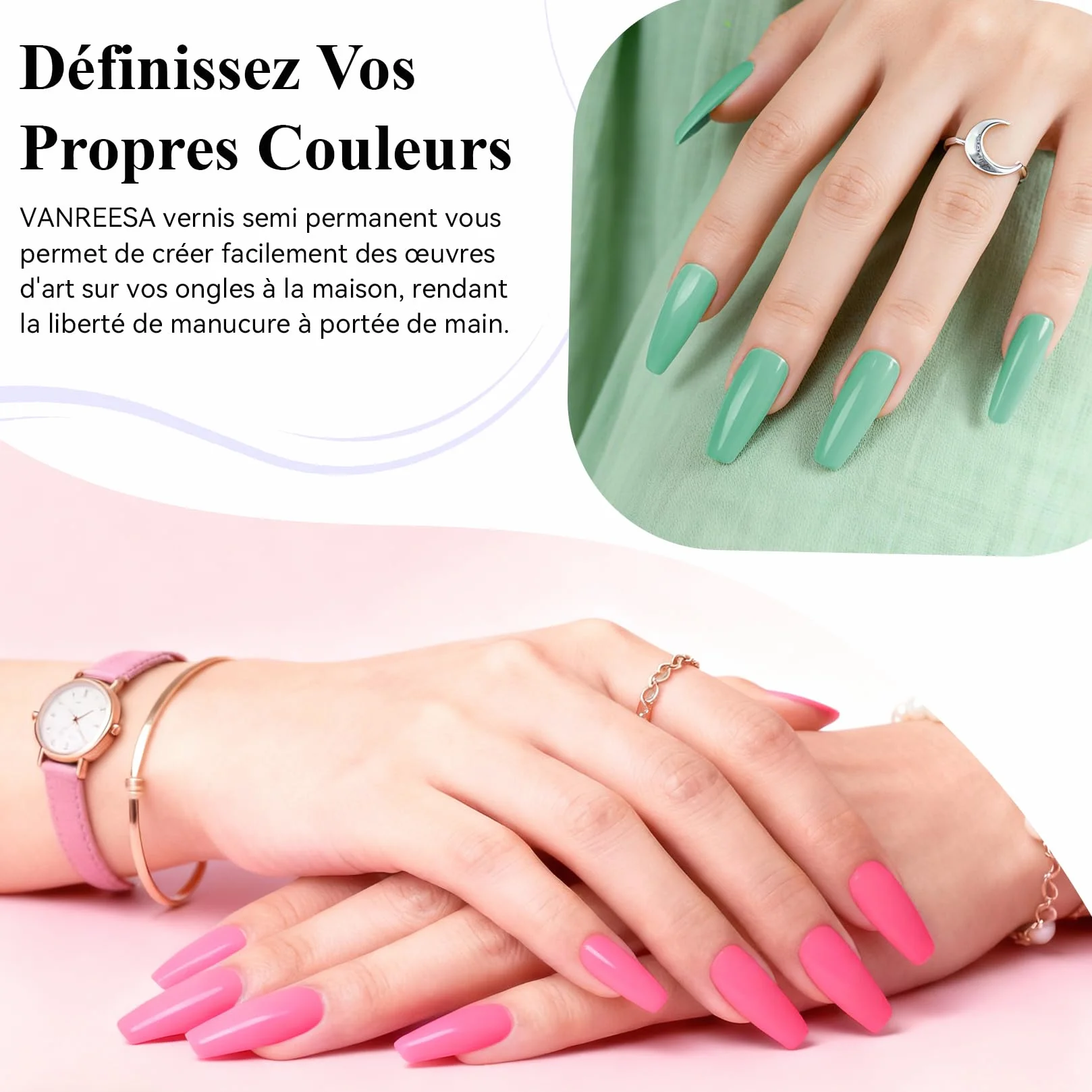 VANREESA Kit Vernis Semi Permanent 20 Couleurs avec Lampe LED 36W UV, Set Manucure Complet pour Débutants