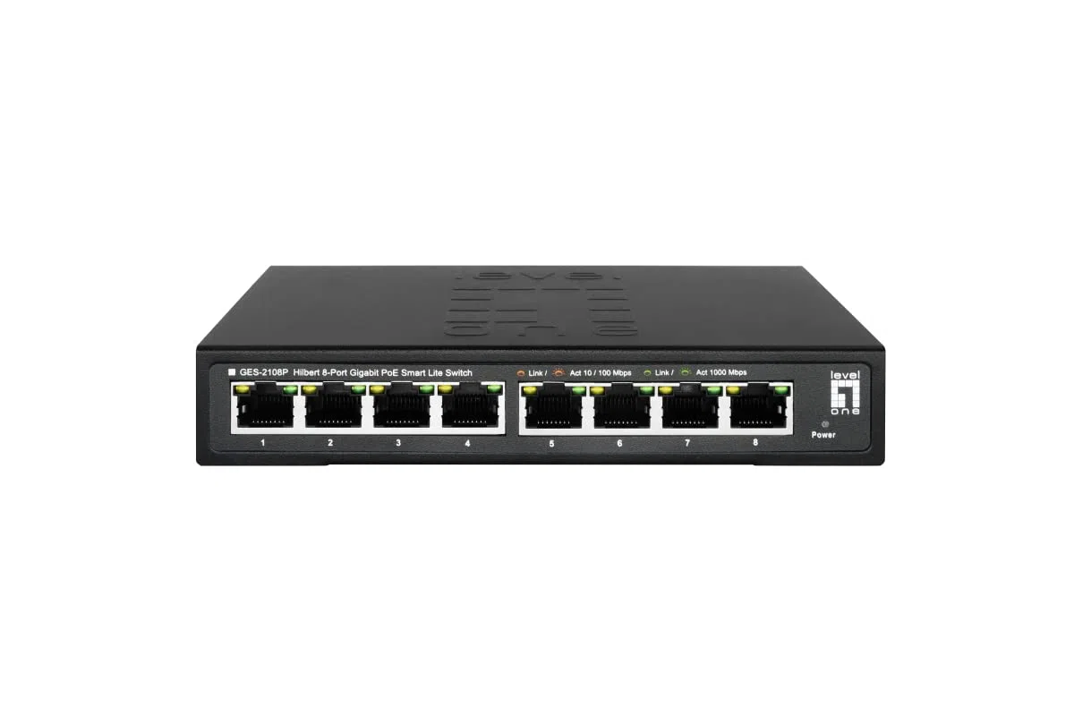 Levelone Hilbert 8-Port Gigabit Poe Smart Lite Switch - 802.3at/af Poe - 8 Poe Ausg?nge - 112.8w PoE-Leistungsbudget (geS-2108p)
