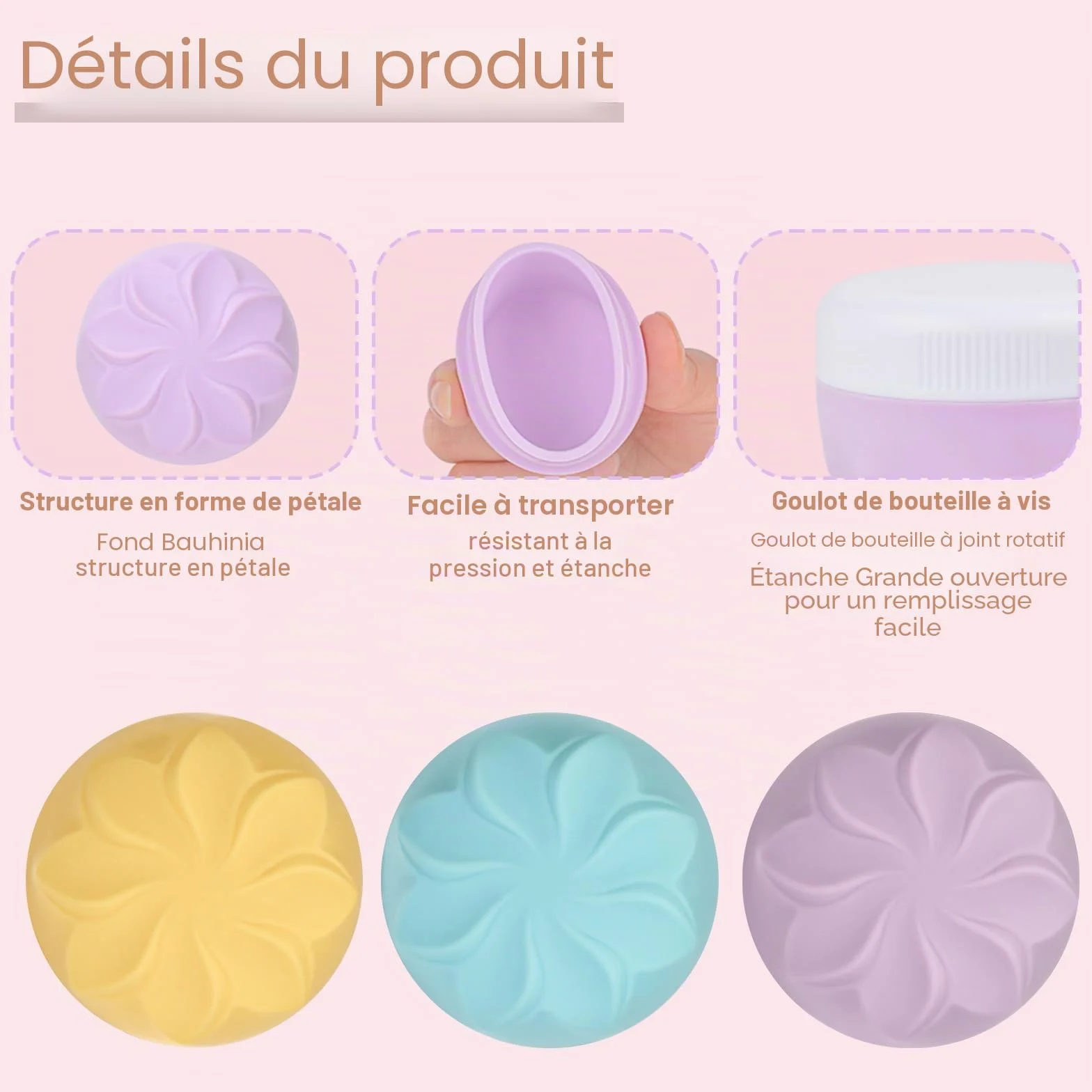 Pavlleen 4 Pièce Silicone Travel Toiletry Containers 30 ml Crème Pots Accessoires de Voyage
