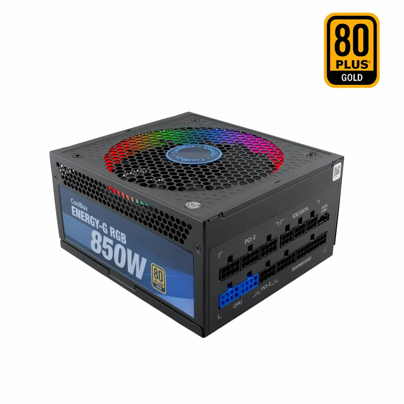 Deep Gaming Energy-G – Bloc d'alimentation PC 850 W, 80 Plus Gold, Full Modulaire, éclairage ARGB, ATX 12 V, Compatible avec Nvidia RTX série 30. Couleur : Noir.