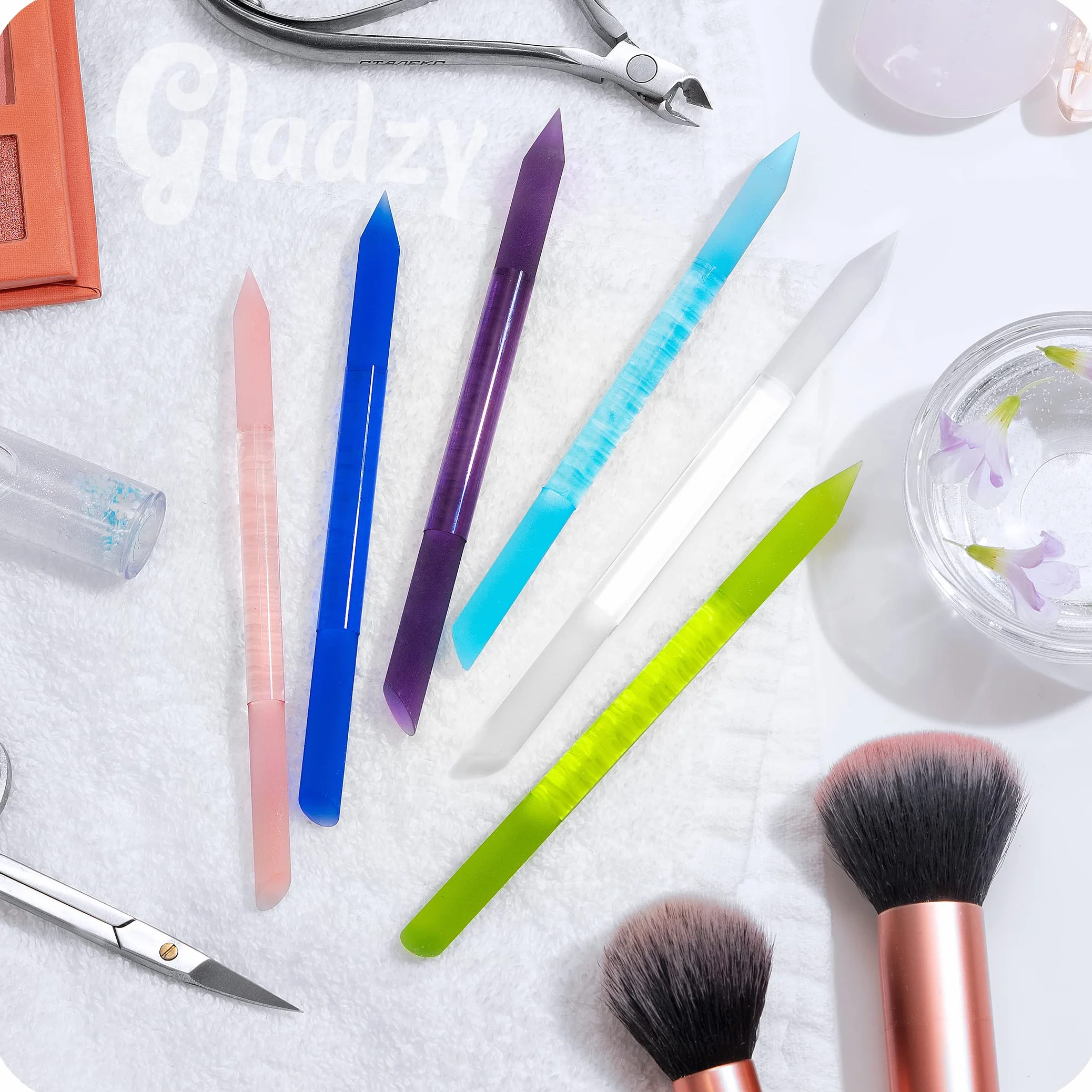 Lime à Ongles en Verre Gladzy - Bâton de Manucure avec Poussoir à Cuticules, Dissolvant Professionnel de Précision