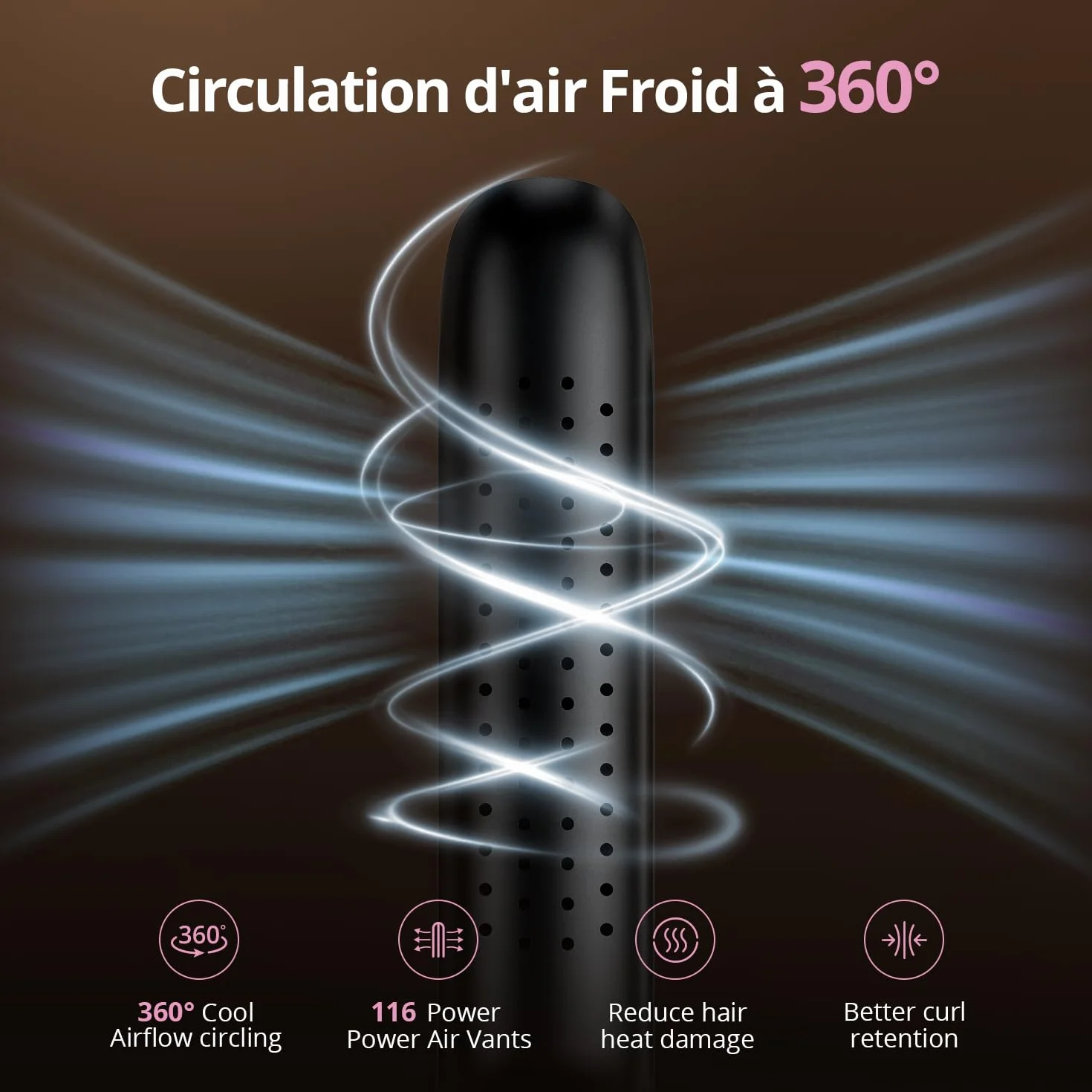 CrazyMar Lisseur à Air Froid 2-en-1 9 Températures 110-230°C Boucleur Ionique Cheveux Bouclés Lisses Noir