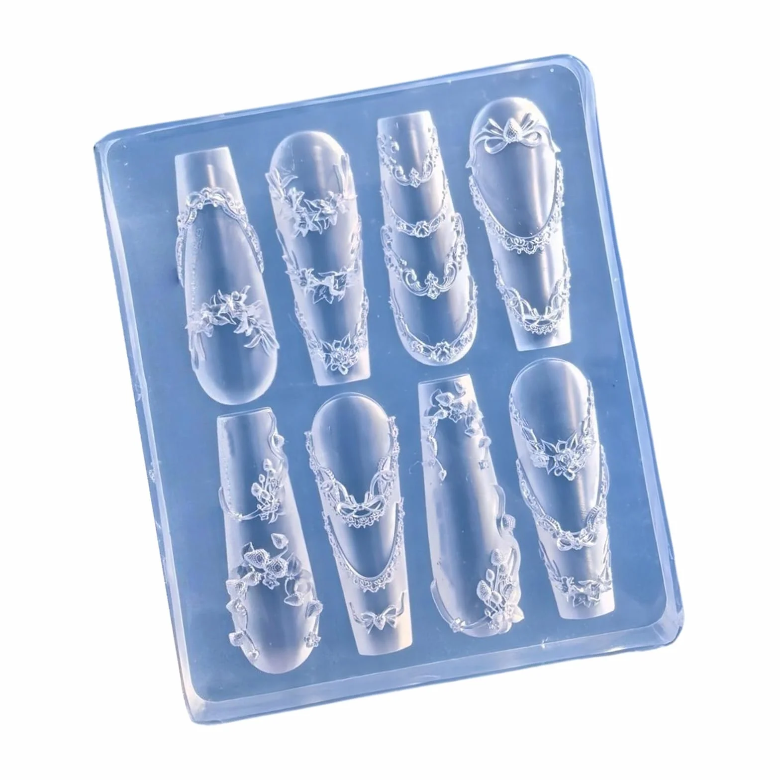 Moule à ongles en silicone avec motifs amovibles pour manucure créative