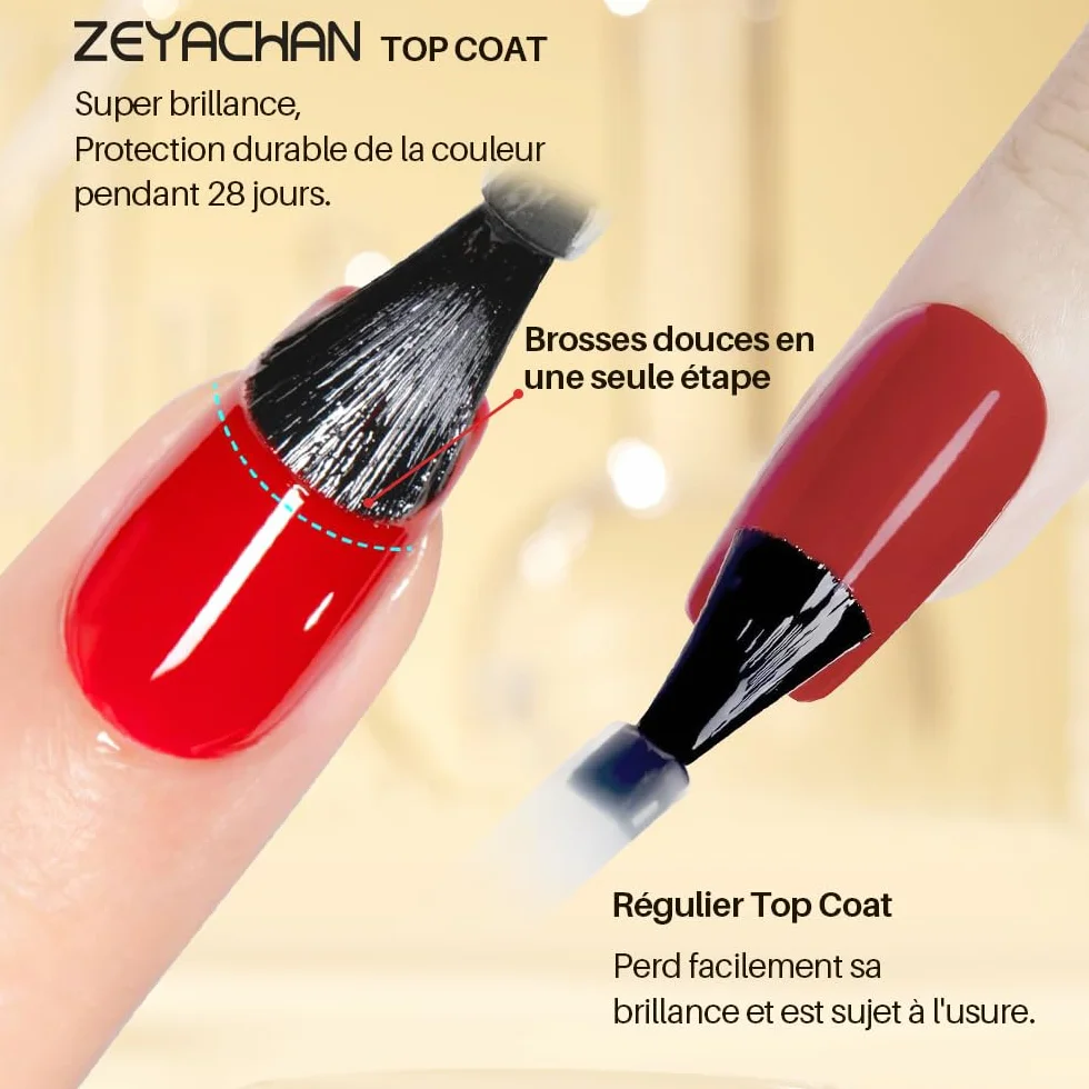 Top Coat Semi Permanent Brillant 15ML No Wipe UV Gel Nail Polish Longue Tenue Qualité Salon