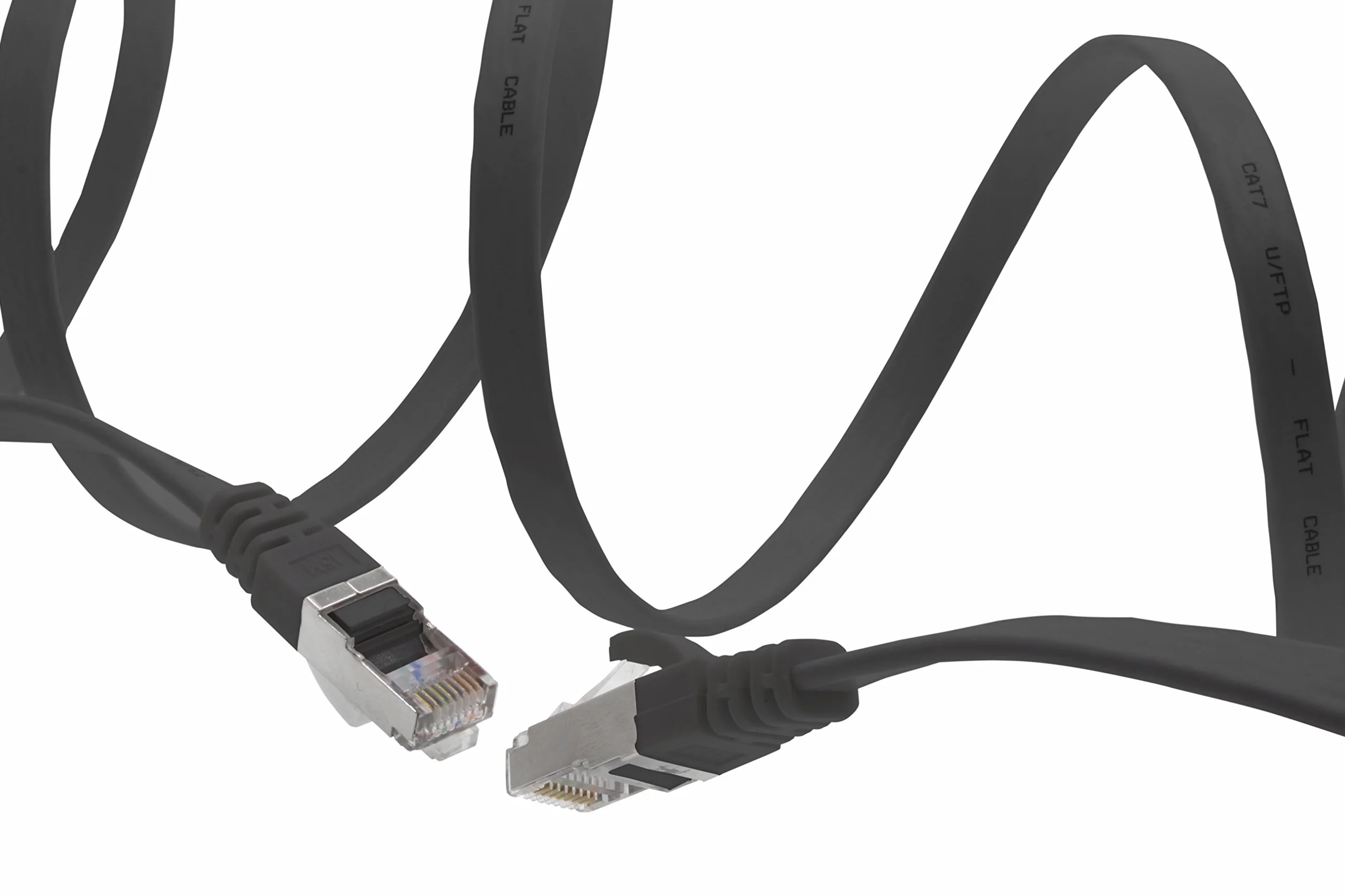 10m - noir - 10 pièces Câble plat Cat7 câble réseau Cat 7 câble brut Gigabit Lan (10Gbit/s) câble ruban câble d'installation câble de raccordement plat mince prise Rj 45 Cat6a