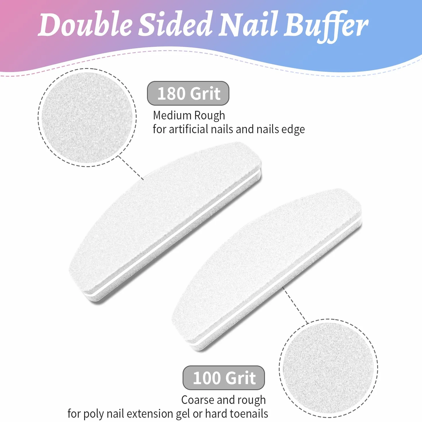 Lot de 20 Bloc Polissoir Ongles 100/180 pour Ongles Acrylique ou Gel Naturel