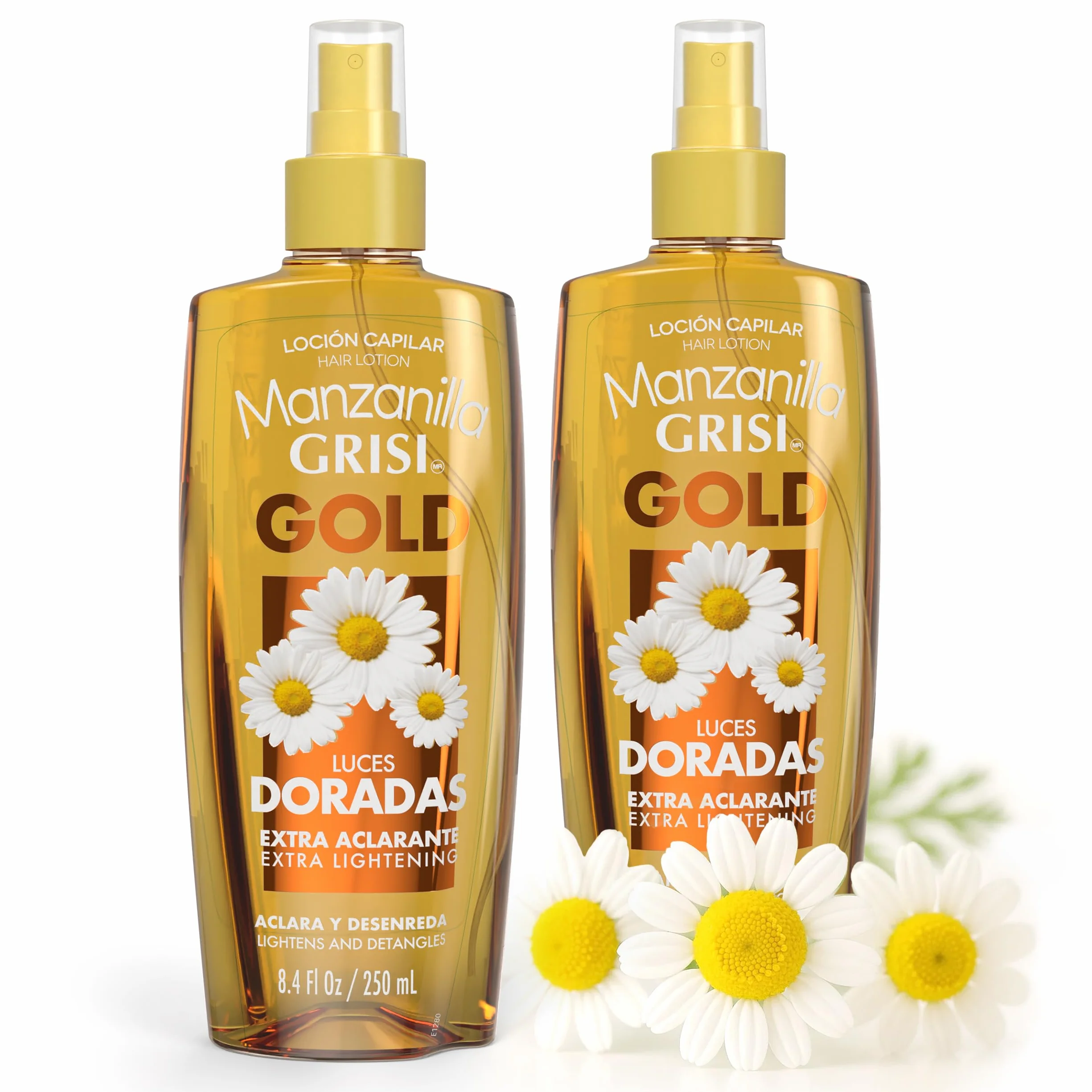 Grisi Manzanilla Lot de 2 lotions capillaires Gold – Spray éclaircissant à la camomille pour cheveux