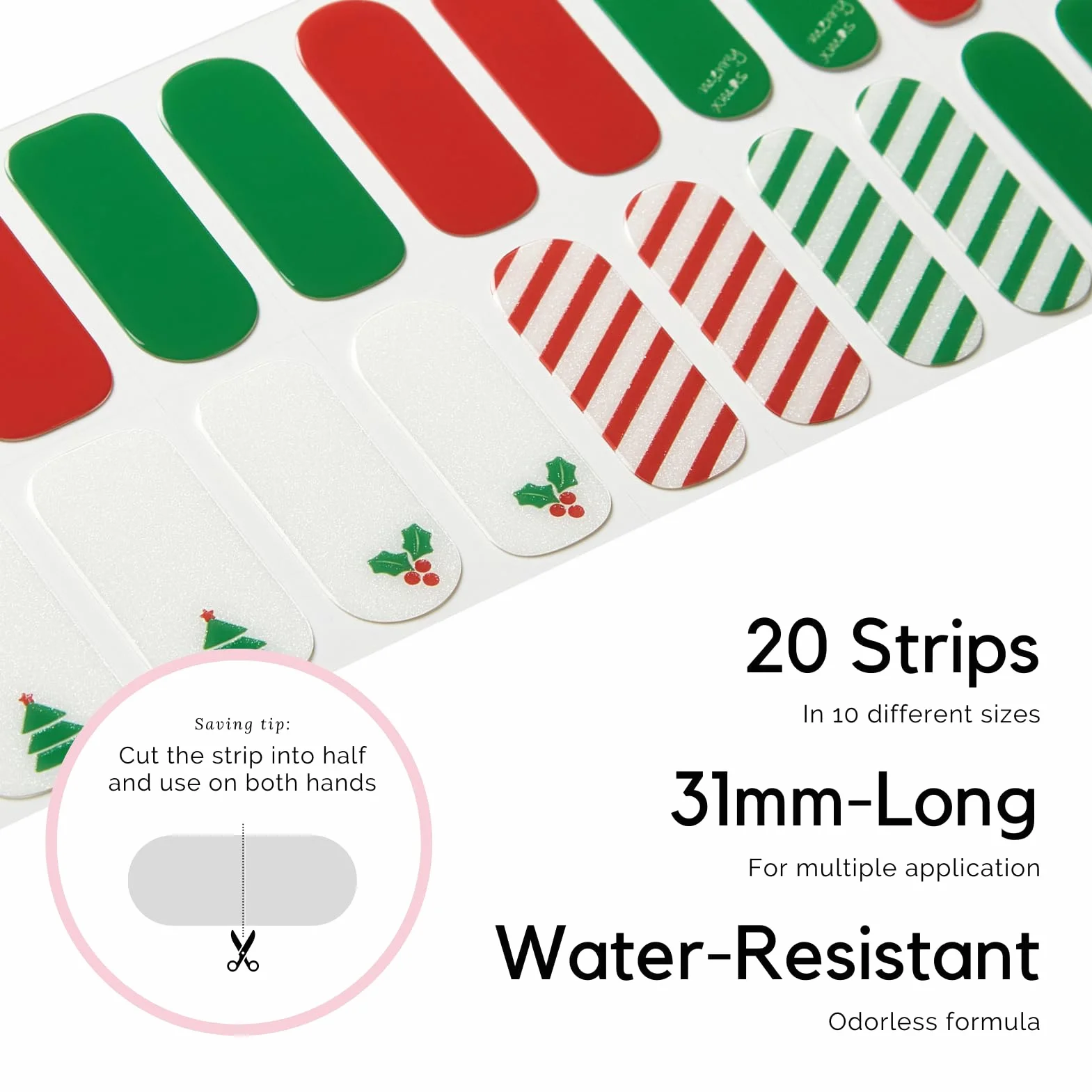 NAILOG Vernis Autocollant Ongles UV 34Pcs French Manucure Nails Wraps DIY Nail Art
