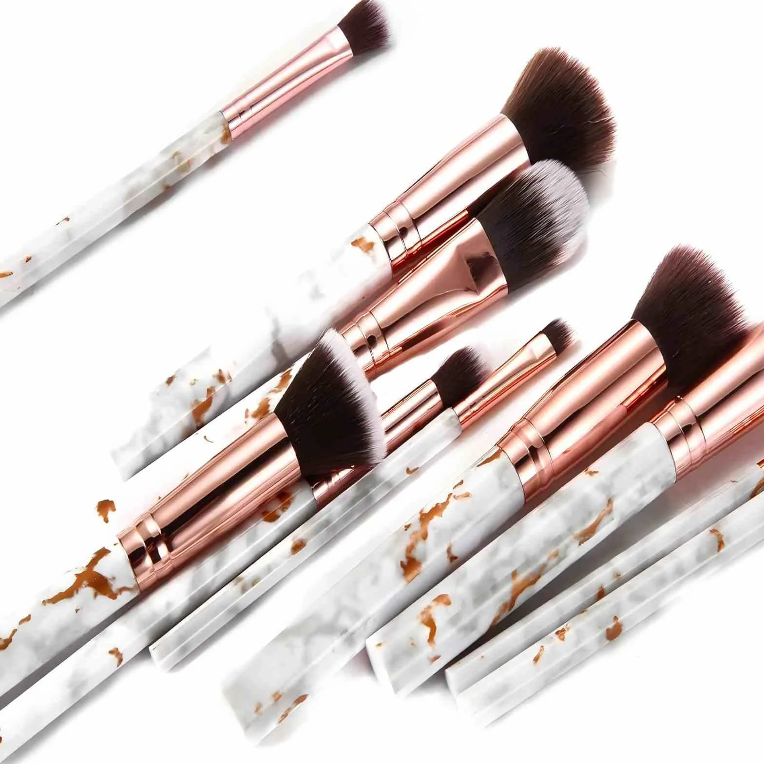 Pinceaux Maquillage Marbre Premium 16 PCS Kabuki Poudre Blush Contour Fond de Teint Correcteur