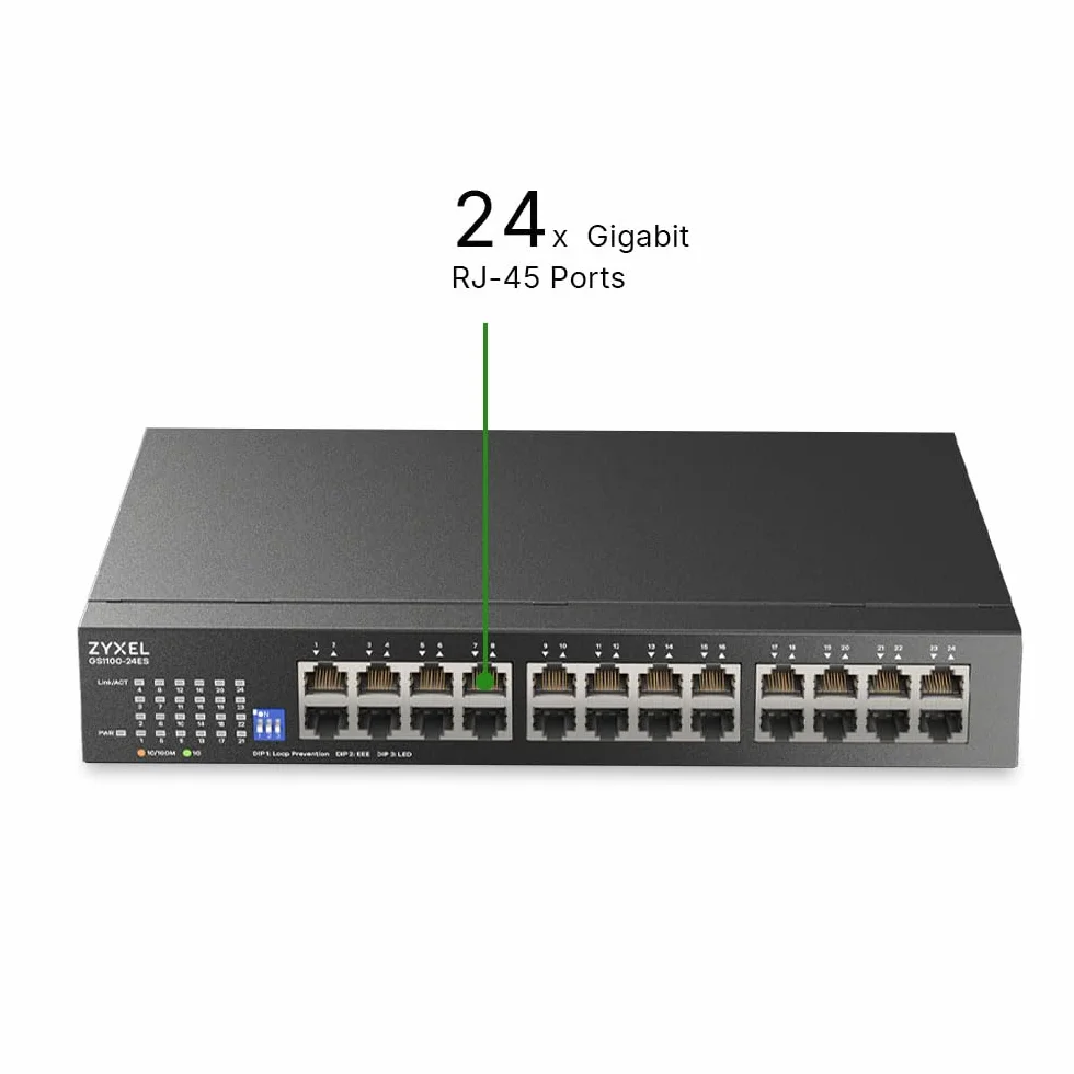 Zyxel Commutateur Réseau 24 Ports Gigabit Ethernet Non Géré GS1100-24ES