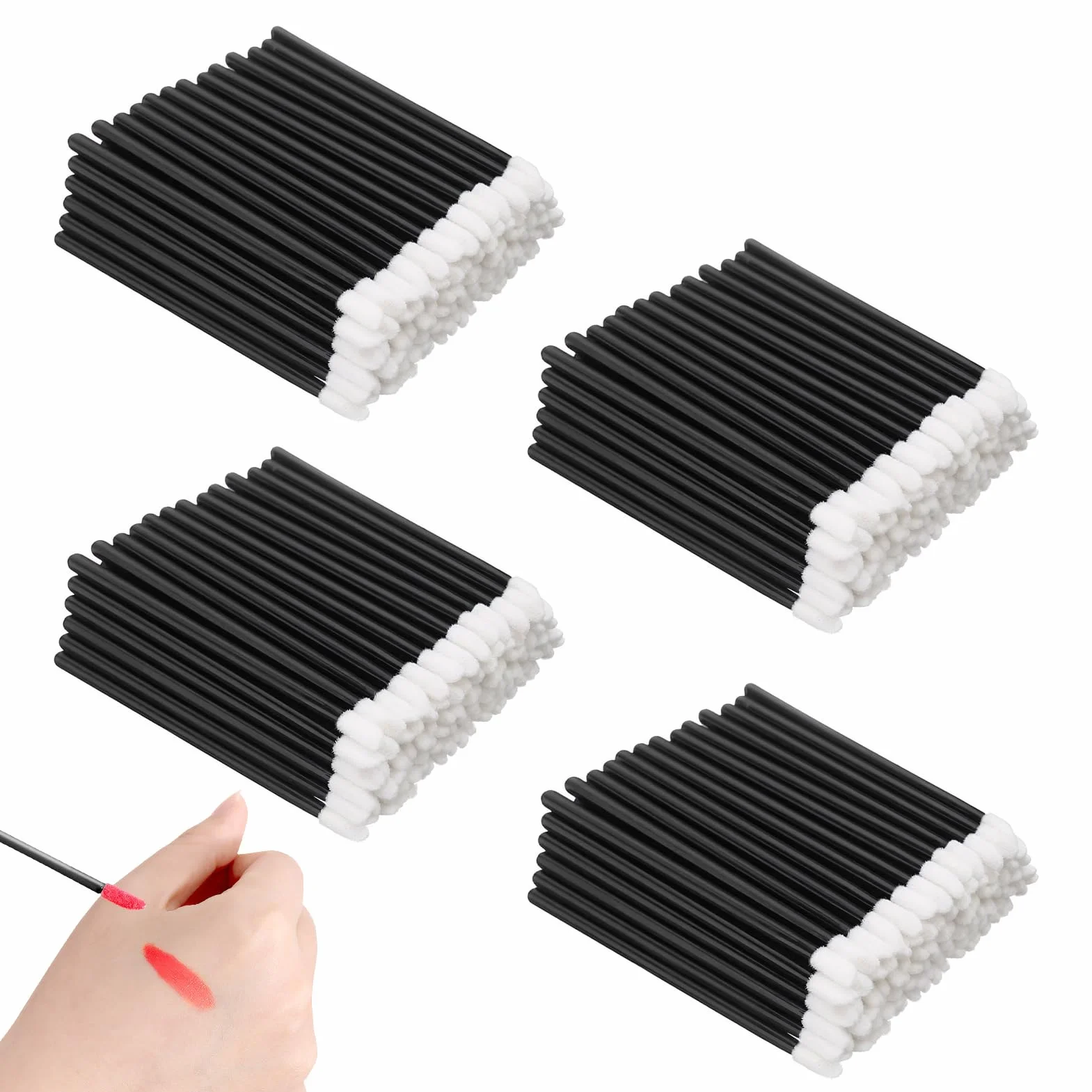 Pinceau à Lèvres Jetable 400pcs, Applicateur Brosse à Lèvres, Kit de Maquillage Professionnel (Noir)