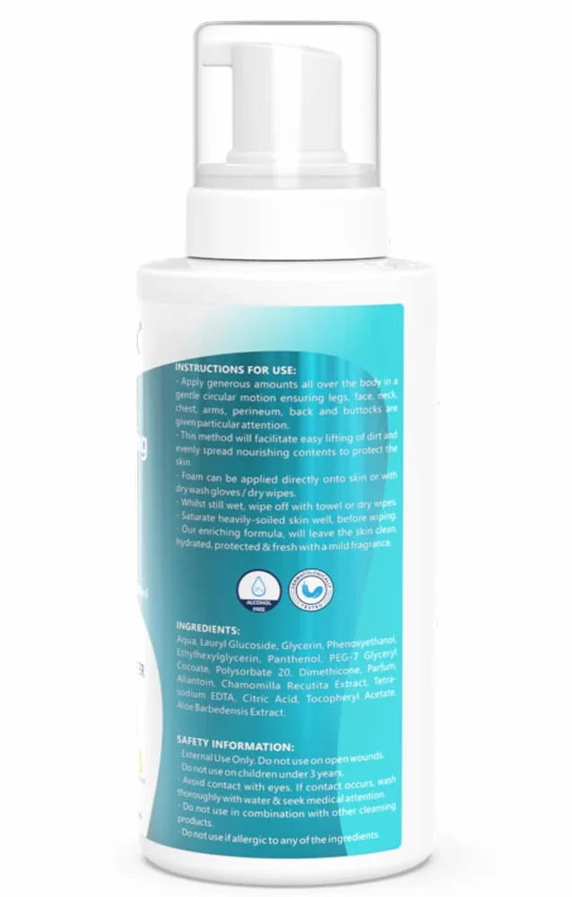 Omnitex Mousse nettoyante pour le corps sans rinçage 500 ml Aux huiles végétales et vitamines