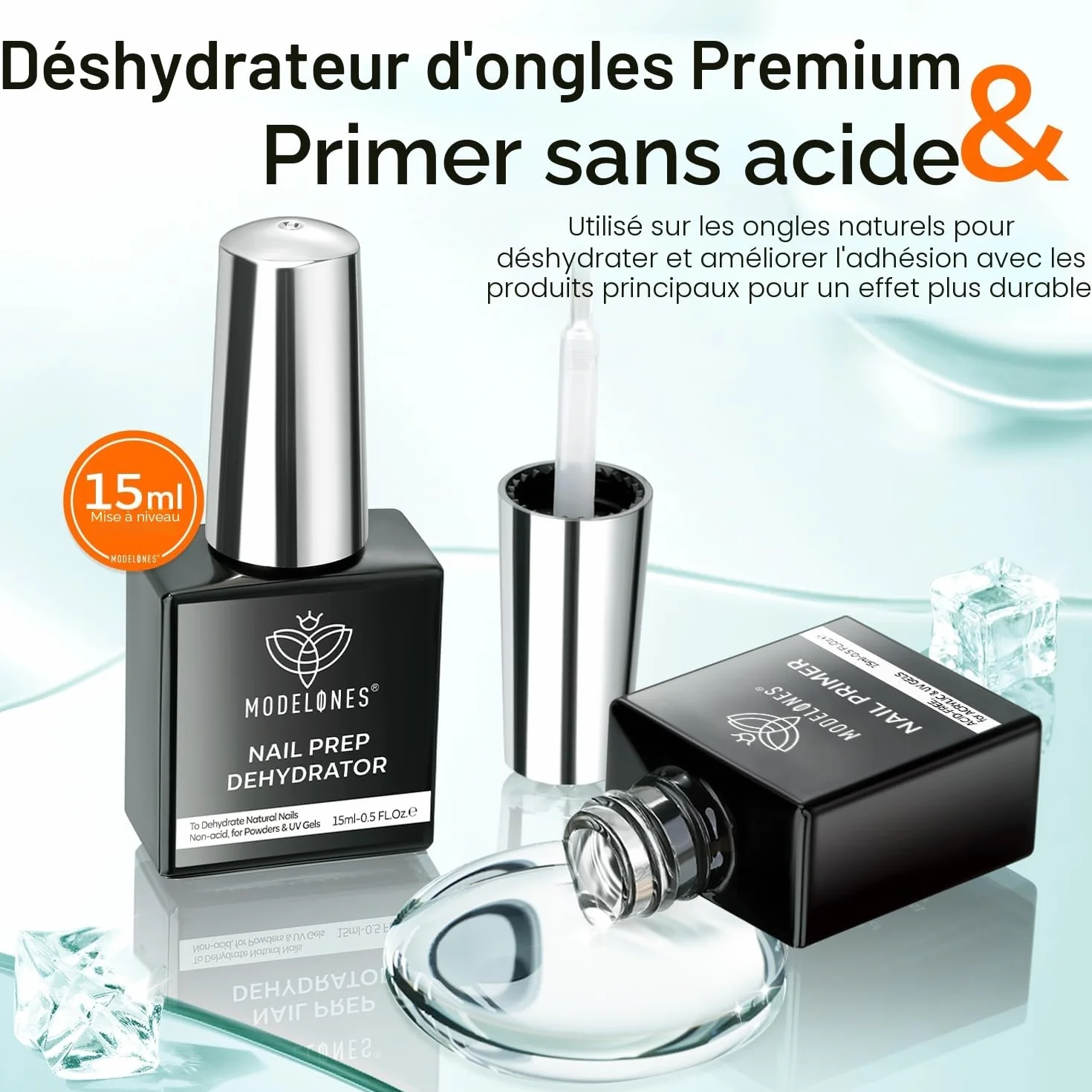 Modelones Primer Ongle Gel UV Kit Vernis Semi Permanent 15 ml 2pcs