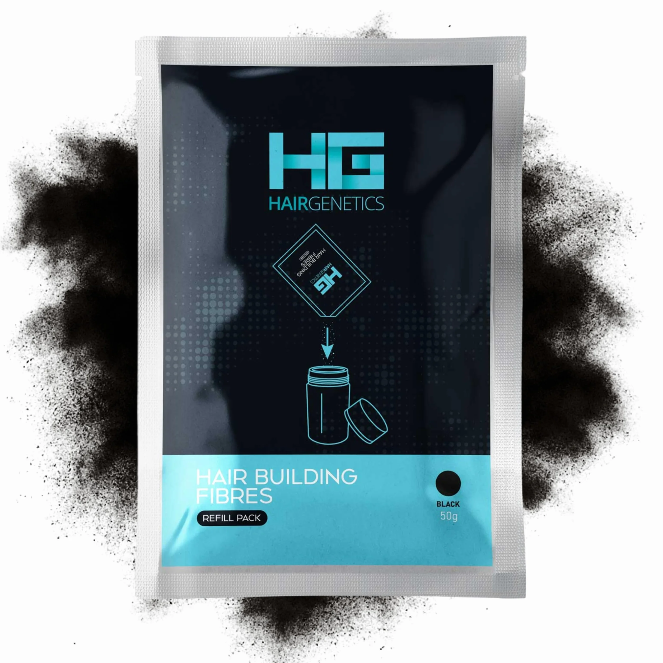 Hair Genetics Recharge Fibres Capillaires Poudre Cheveux Fins Plus Épais 50g Noir