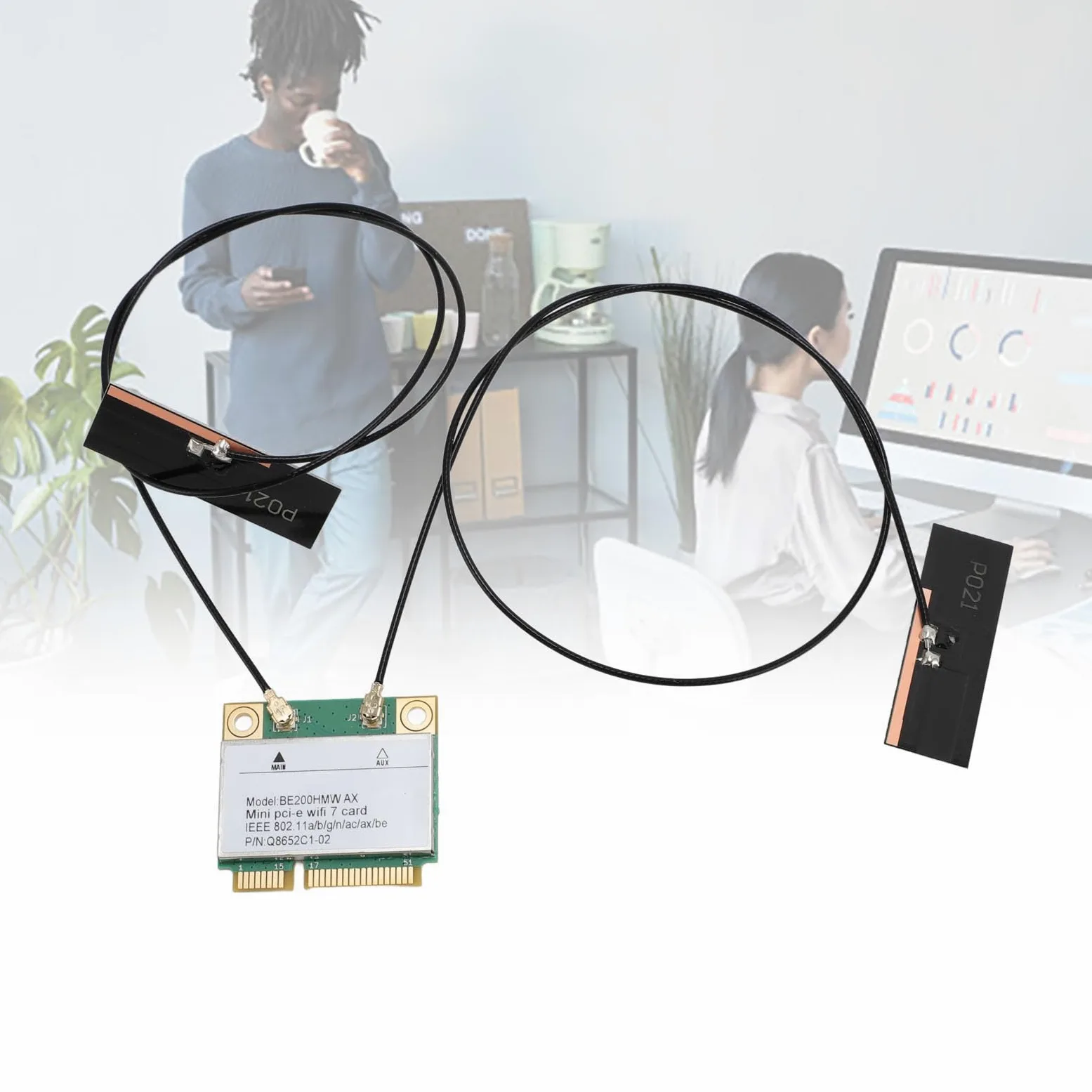 Carte réseau Mini PCI E WiFi 7, bande 8 774 Mbps avec module BT 5.4, pour Linux, pour Chrome OS (avec antenne)